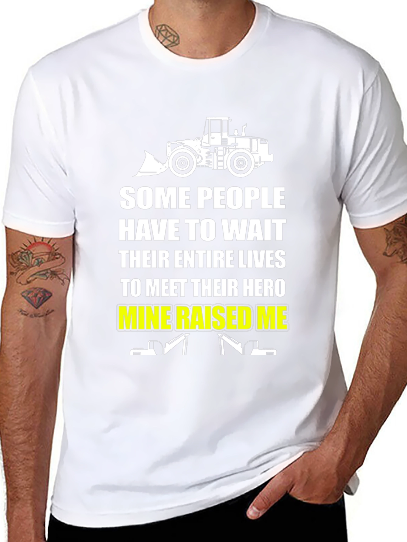 Black Mine Raised Me T-Shirt - Heavy Equipment Operator Tee view 8
