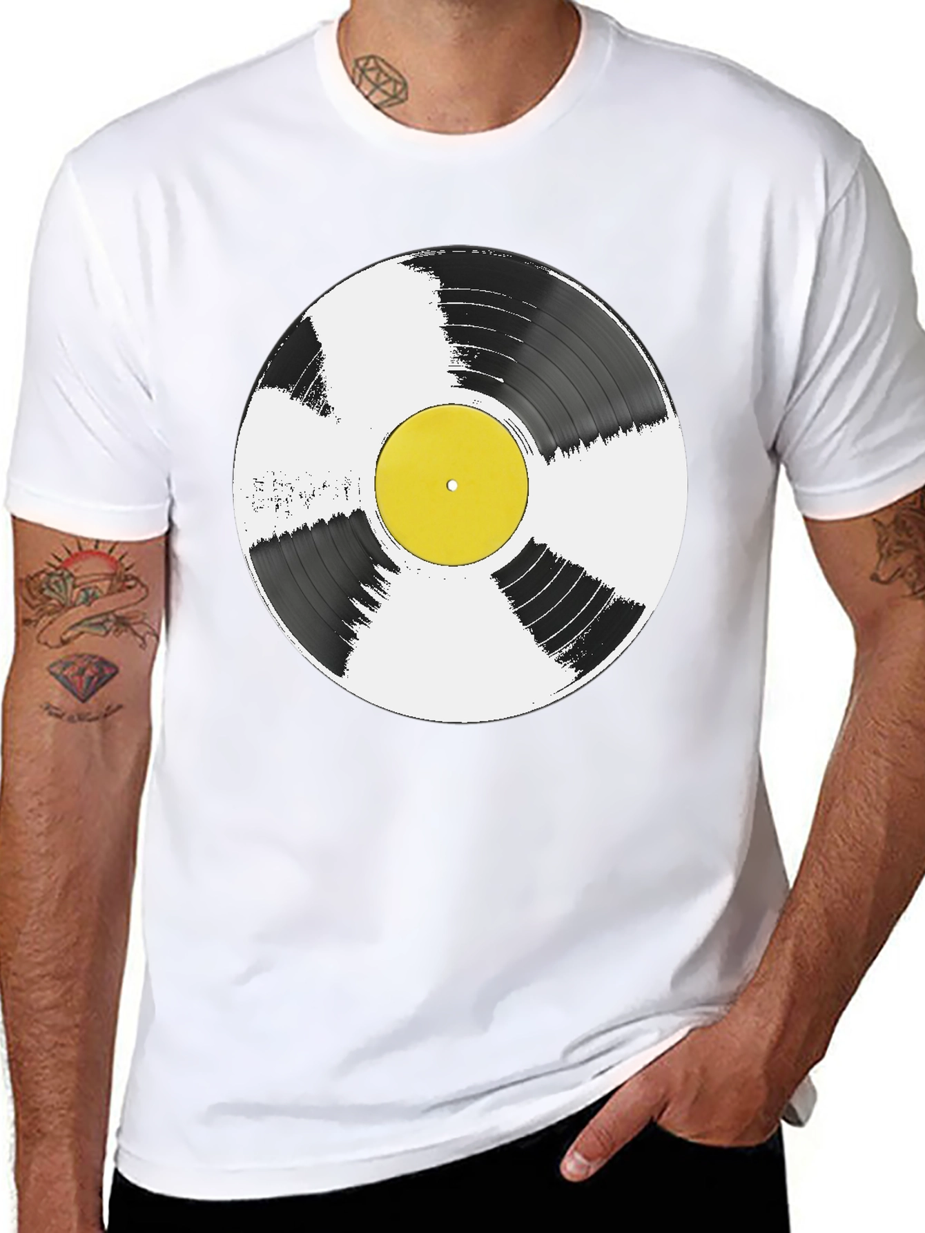 Black Vinyl Record Graphic T-Shirt - Music Lover Tee view 8