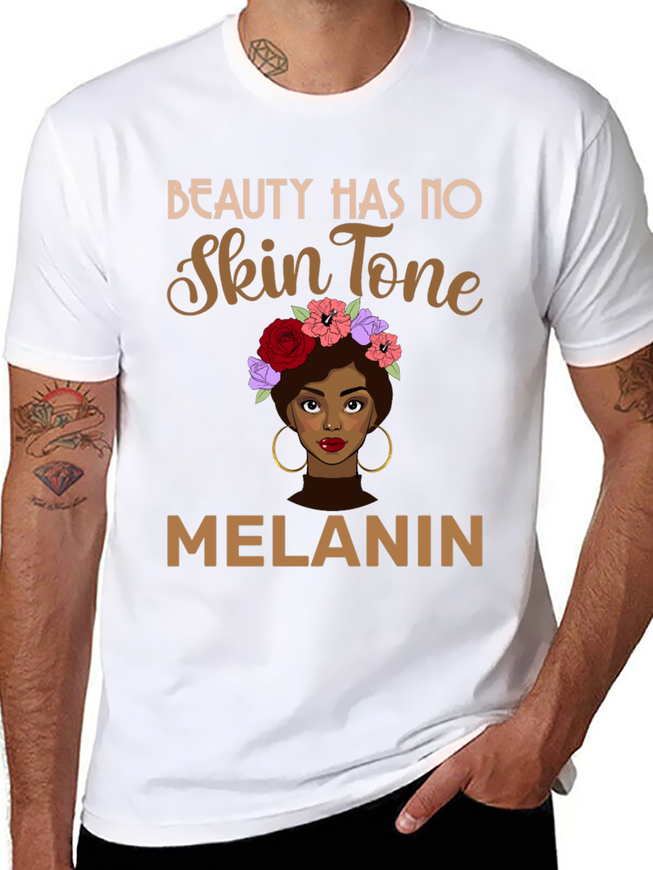Black Beauty Has No Skin Tone Melanin Graphic Tee view 8