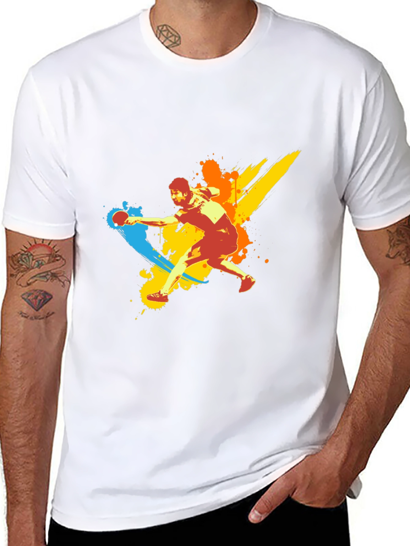 Black Table Tennis Player Graphic T-Shirt view 8