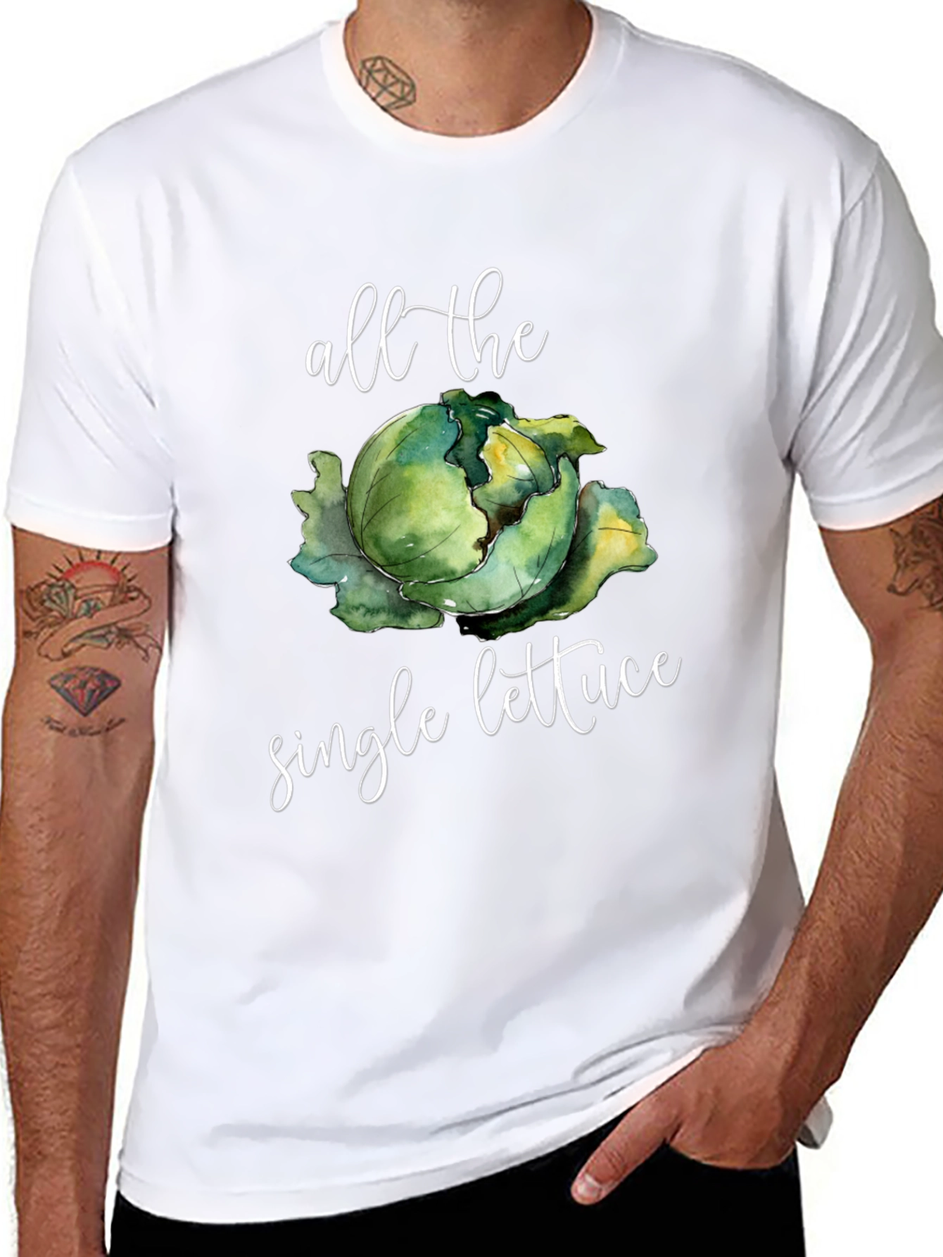 Black All the Single Lettuce Funny T-Shirt view 8