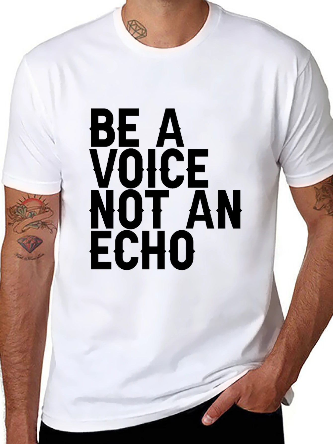 Black Be A Voice Tee - Motivational T-Shirt view 8