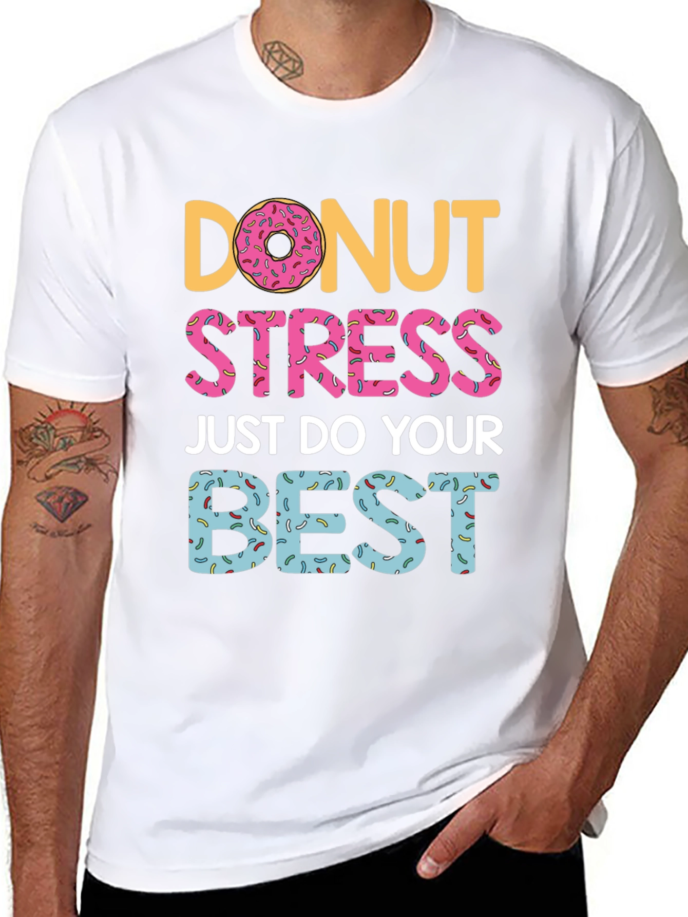 Black Donut Stress T-Shirt - Do Your Best Graphic Tee view 8