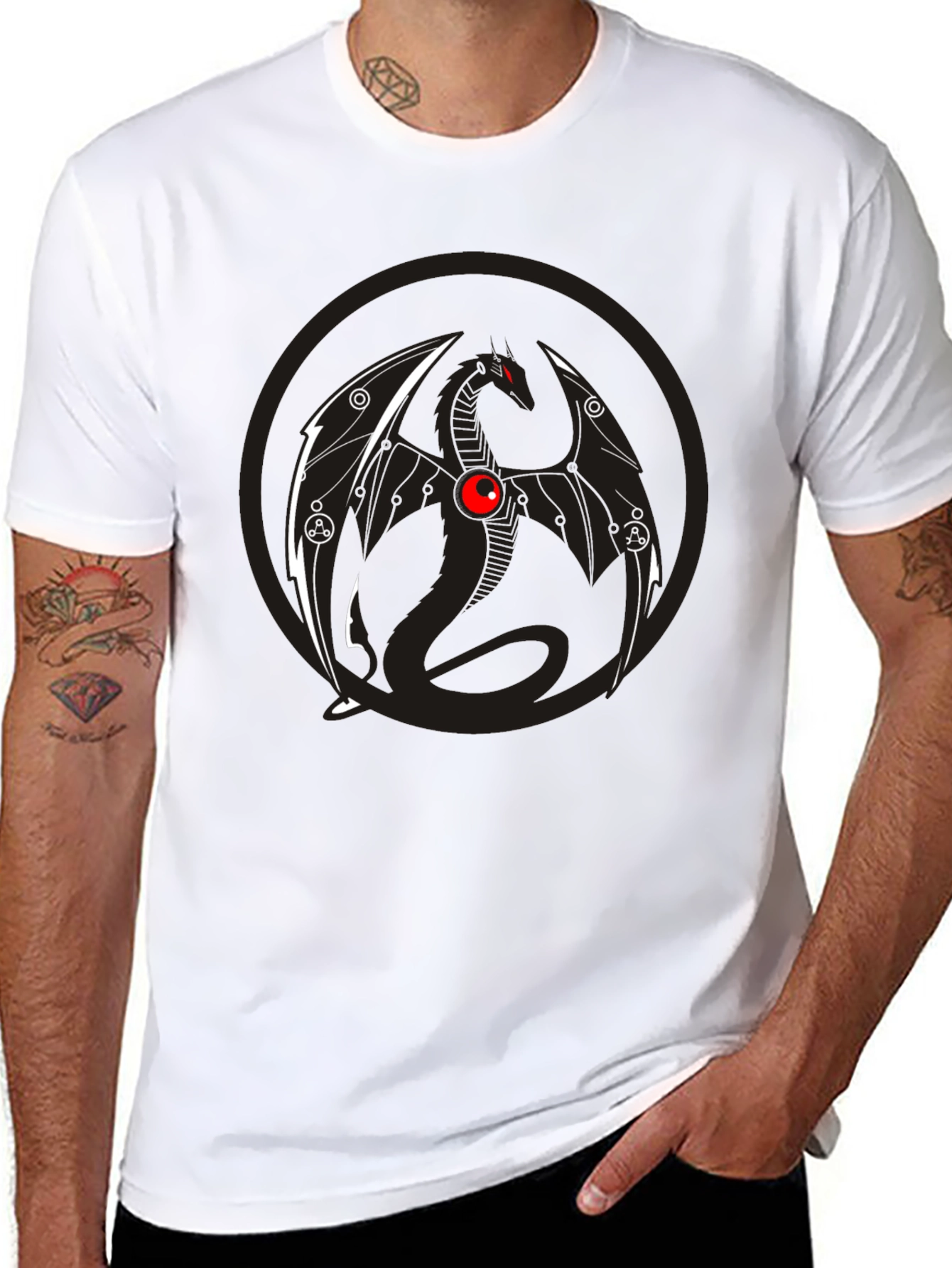 Black Dragon Graphic Tee - Black Crew Neck T-Shirt view 8