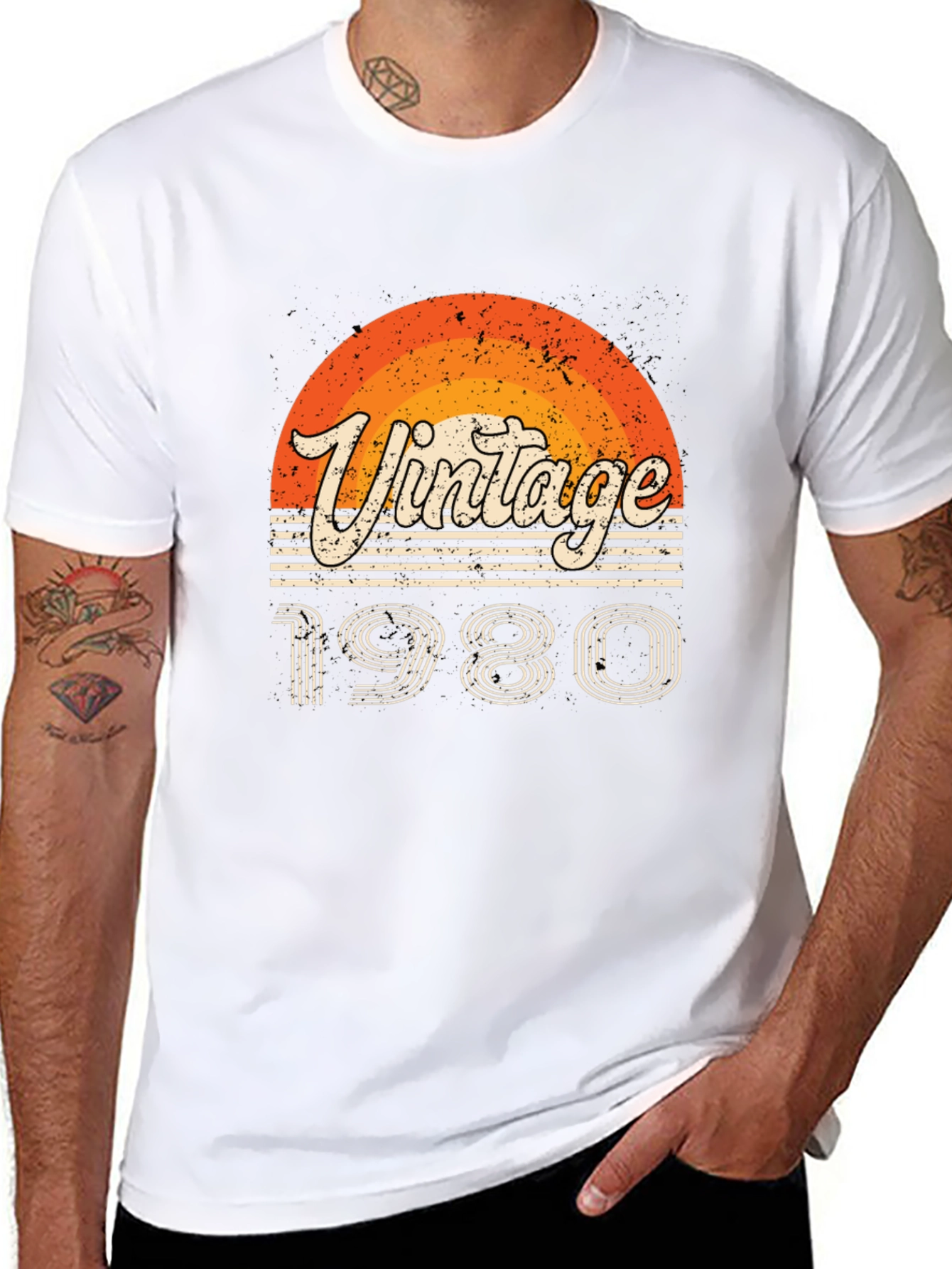 Black Vintage 1980 Graphic Tee - Retro Style view 8