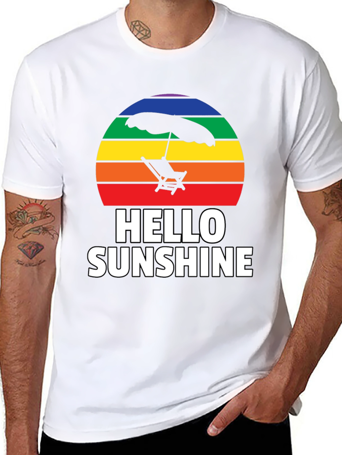 Black Hello Sunshine Rainbow Graphic Tee view 8
