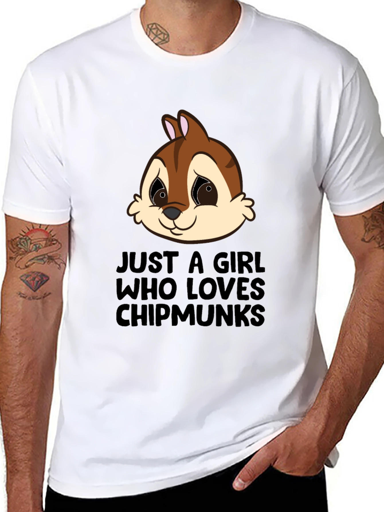 Black Chipmunk Lover T-Shirt - Cute Cartoon Graphic Tee view 8