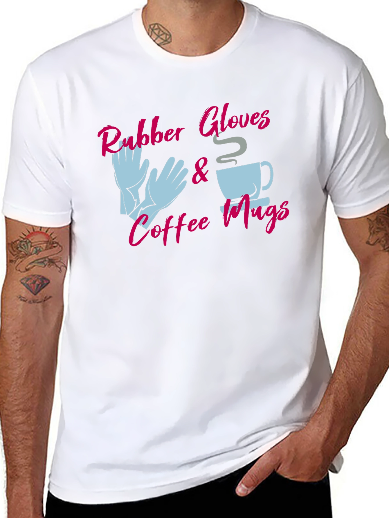 Black Rubber Gloves & Coffee Mugs Graphic Tee view 8