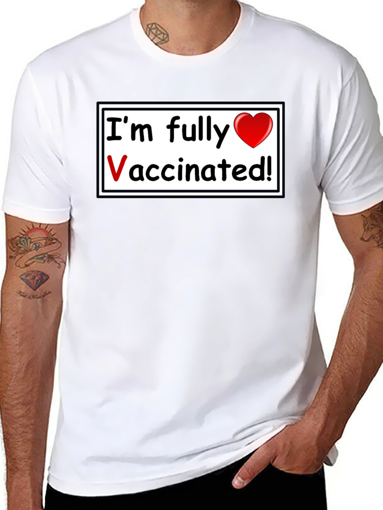 Black Fully Vaccinated T-Shirt - Black, Casual Wear view 8