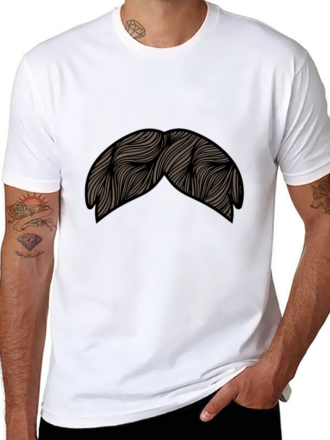 Black Novelty Mustache Graphic T-Shirt view 8