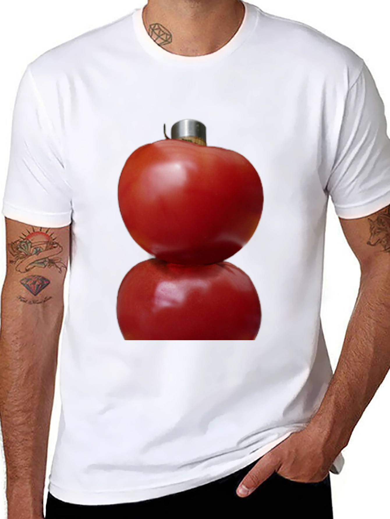 Black Tomato Ornament T-Shirt - Novelty Graphic Tee view 8