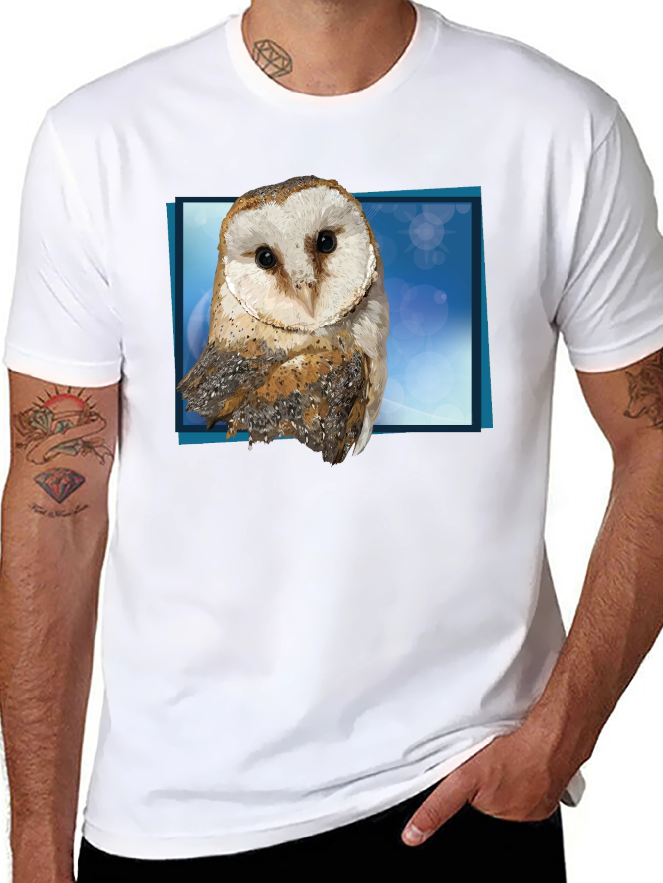 Black Barn Owl Graphic Tee - Men's Black T-Shirt view 8
