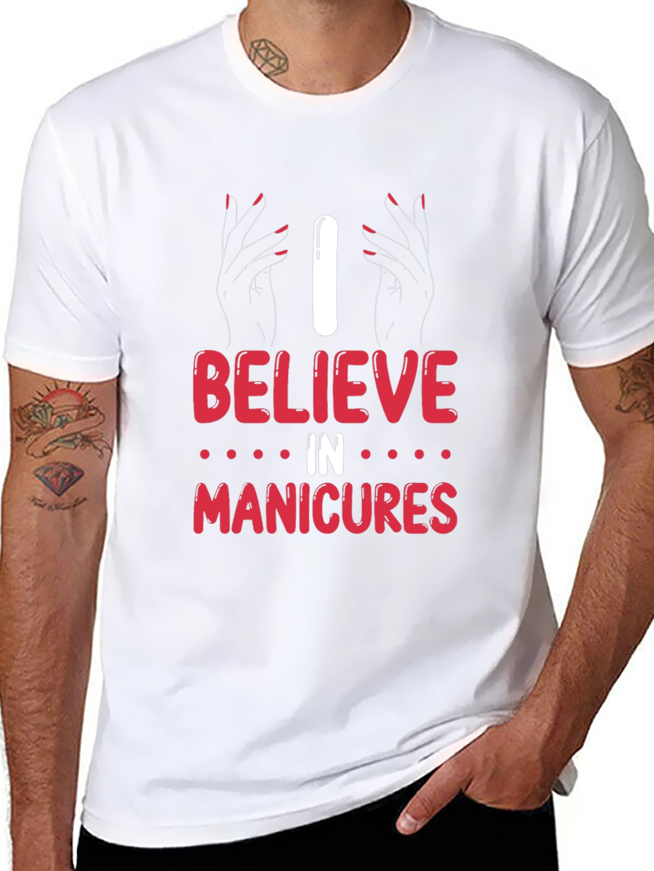 Black I Believe in Manicures Graphic T-Shirt view 8