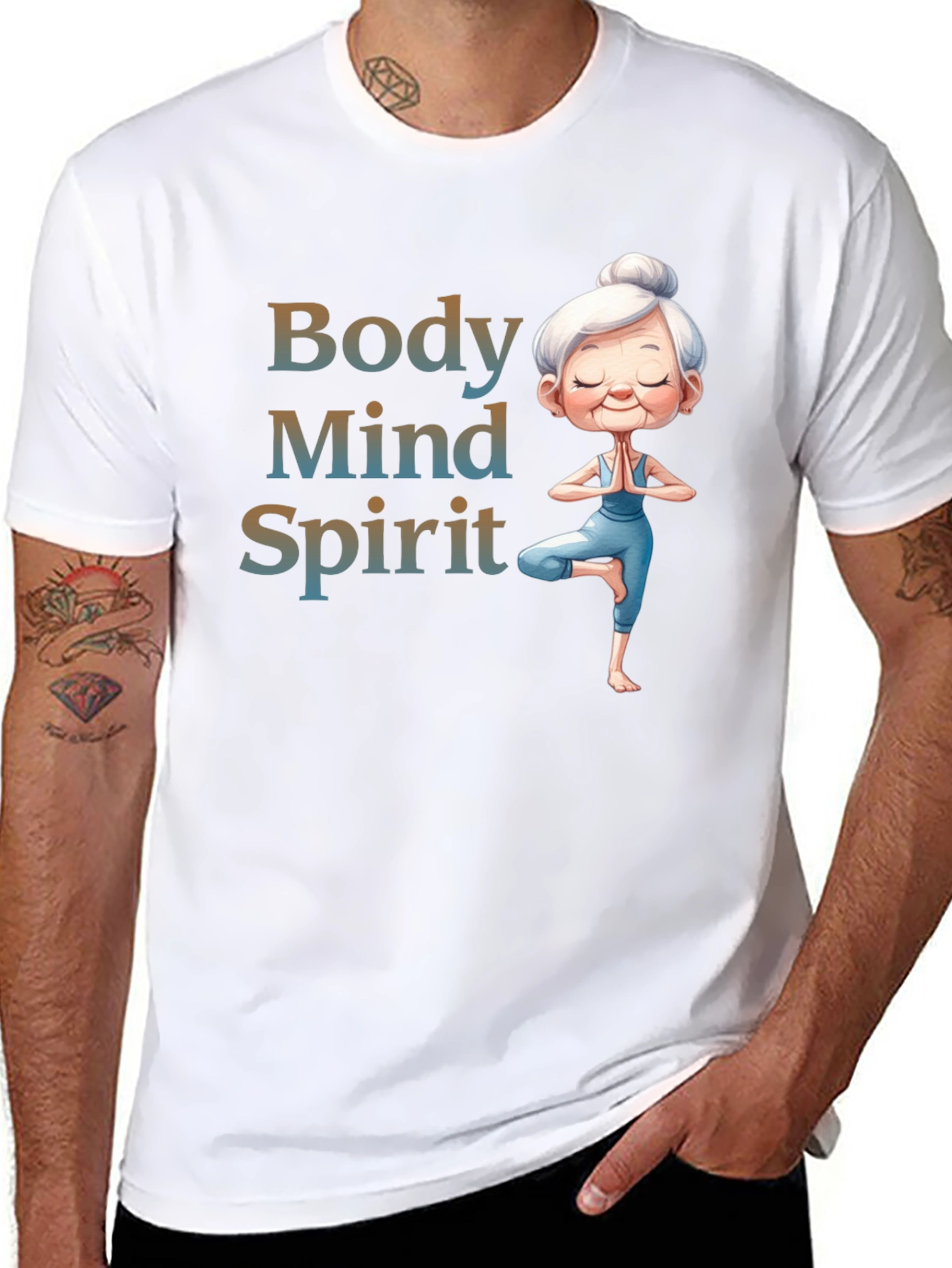 Black Body Mind Spirit Yoga T-Shirt - Zen Granny Tee view 8