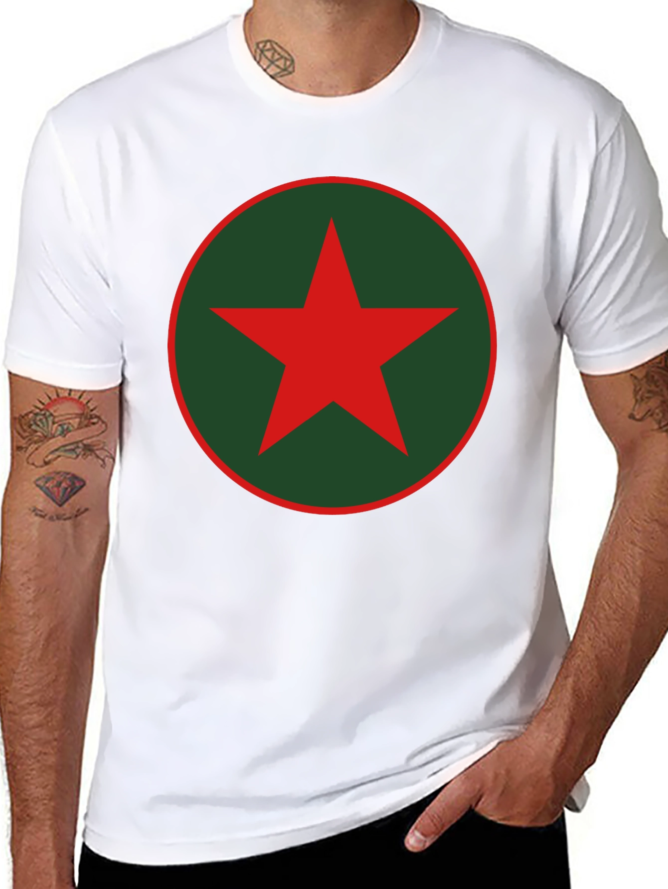 Black Red Star Graphic T-Shirt - Casual Black Tee view 8