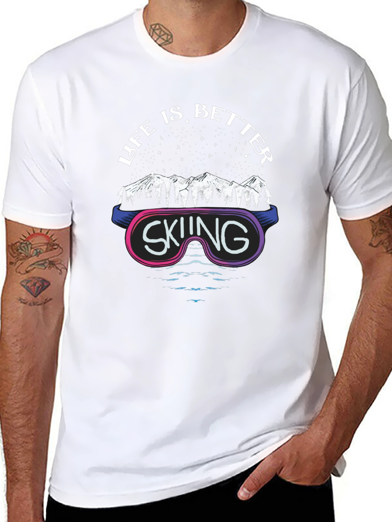 Black Life is Better Skiing Graphic T-Shirt view 8