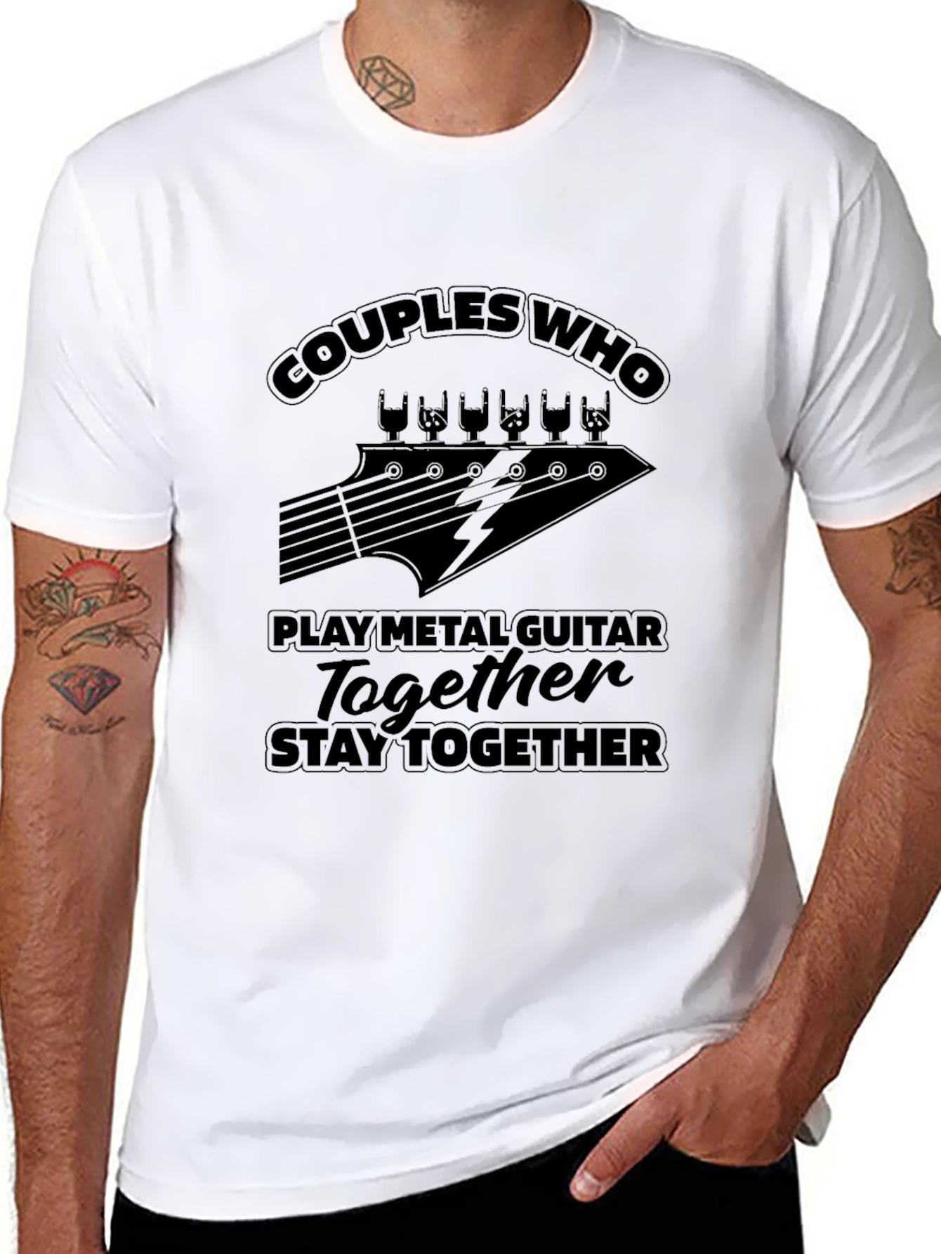 Black Couples Who Play Metal Guitar T-Shirt view 8