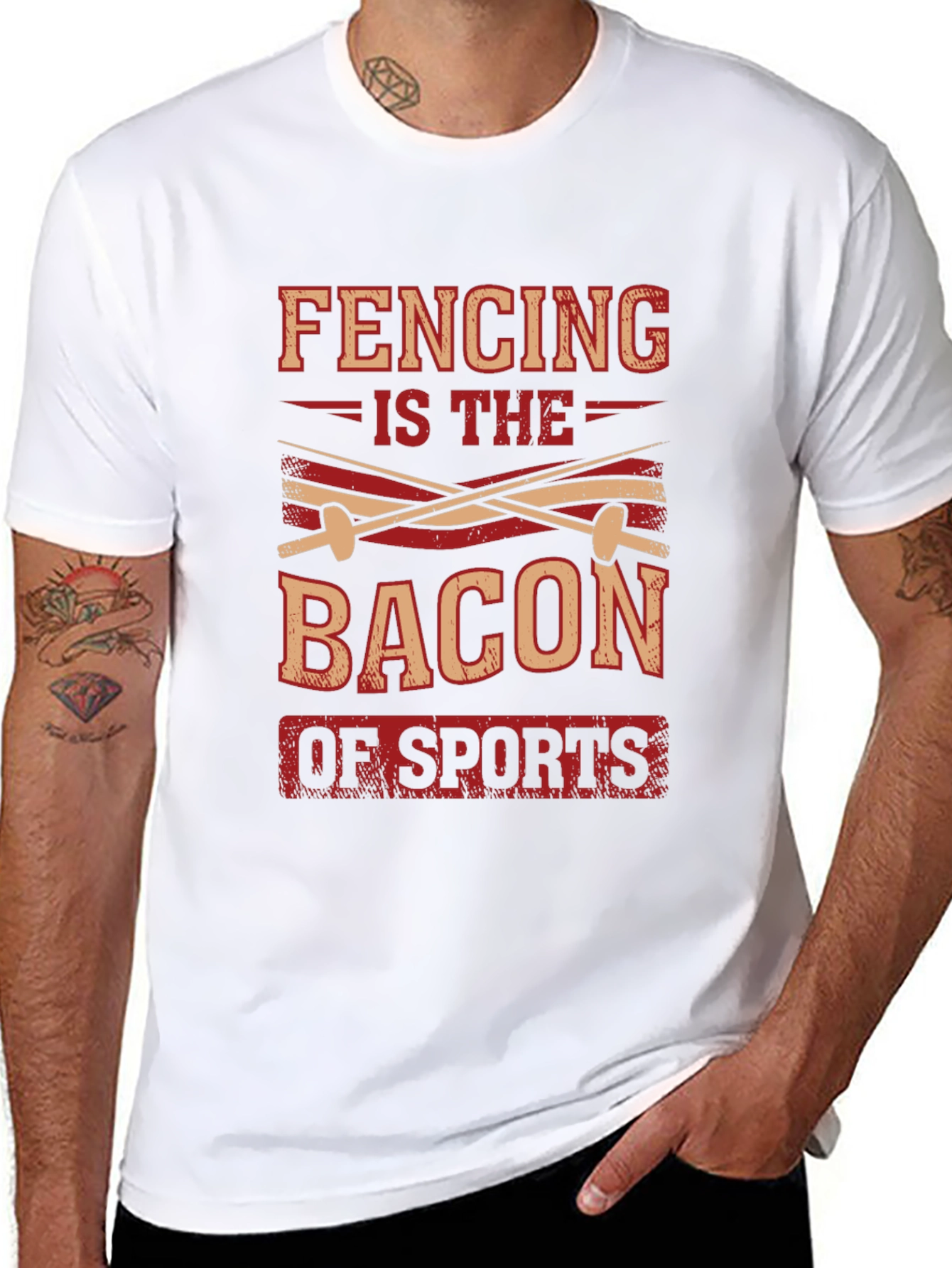 Black Fencing is the Bacon of Sports Black T-Shirt view 8