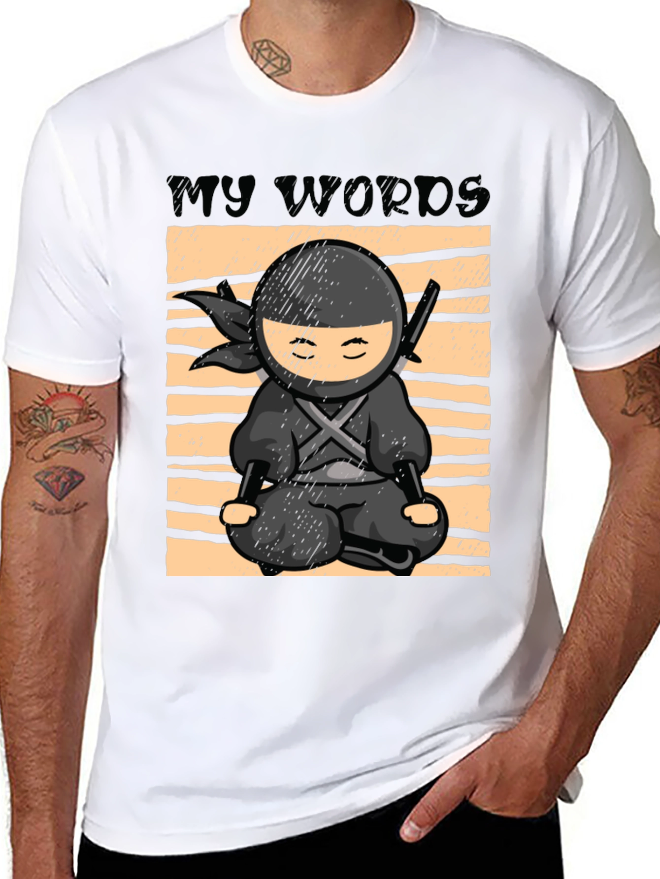 Black Zen Ninja T-Shirt - My Words Matter Meditation Tee view 8