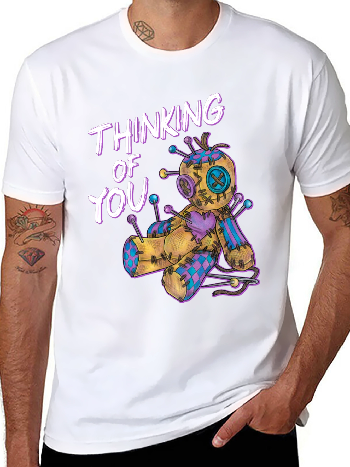 Black Thinking of You Voodoo Doll T-Shirt view 8