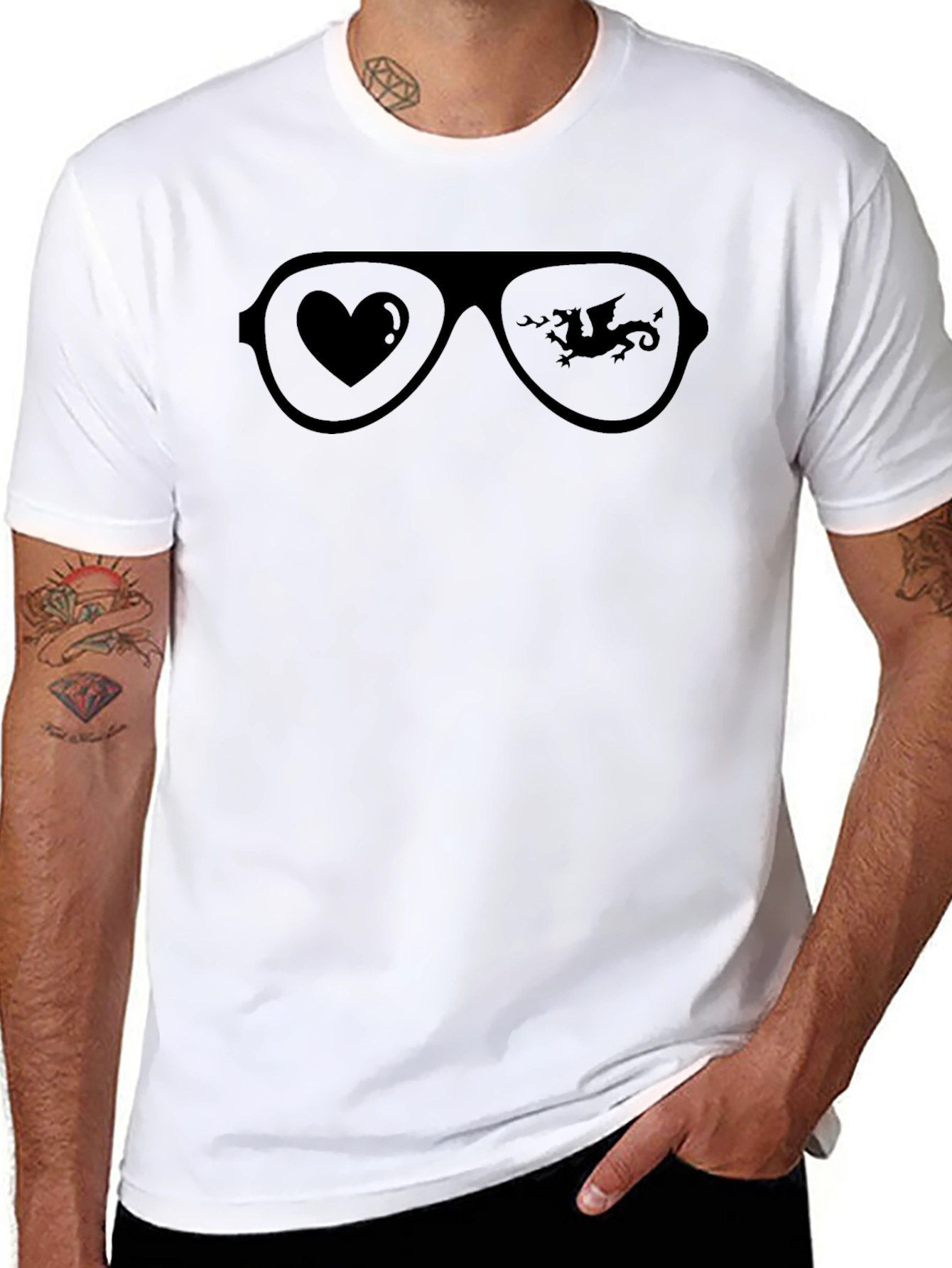 Black Cool Aviator Sunglasses Graphic T-Shirt view 8