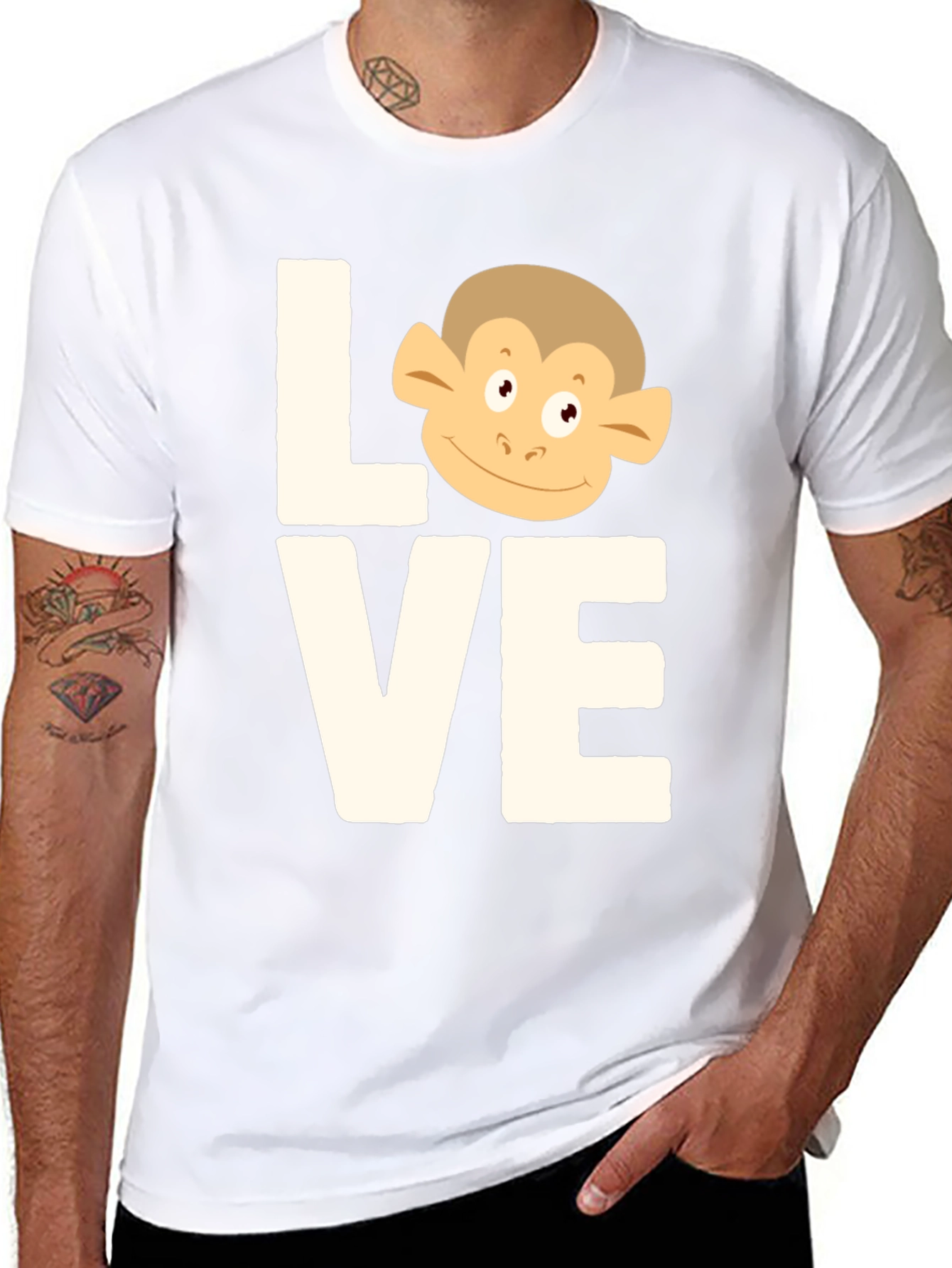 Black Love Monkey T-Shirt - Cute Graphic Tee view 8
