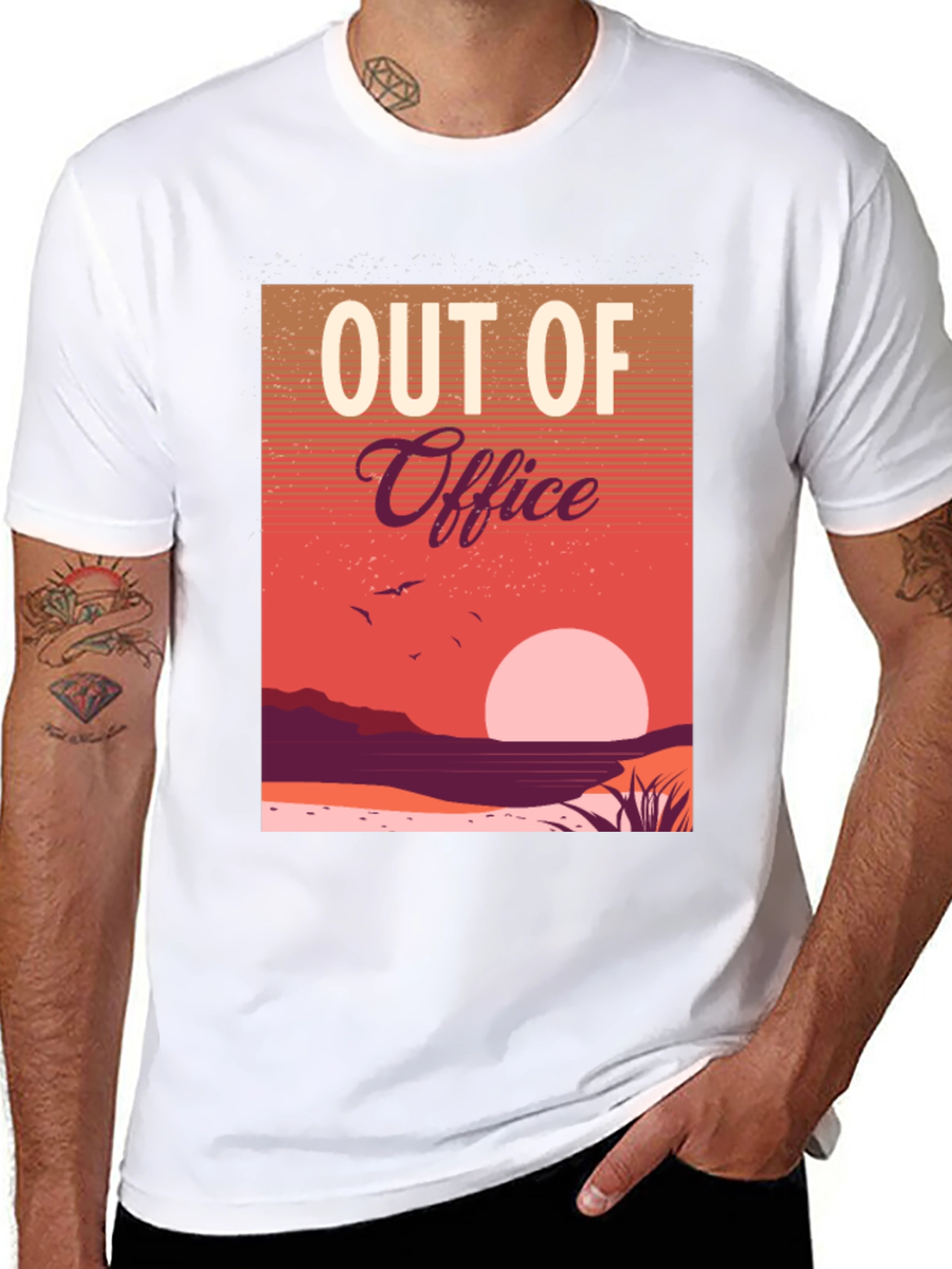 Black Out of Office Sunset Graphic Tee view 8