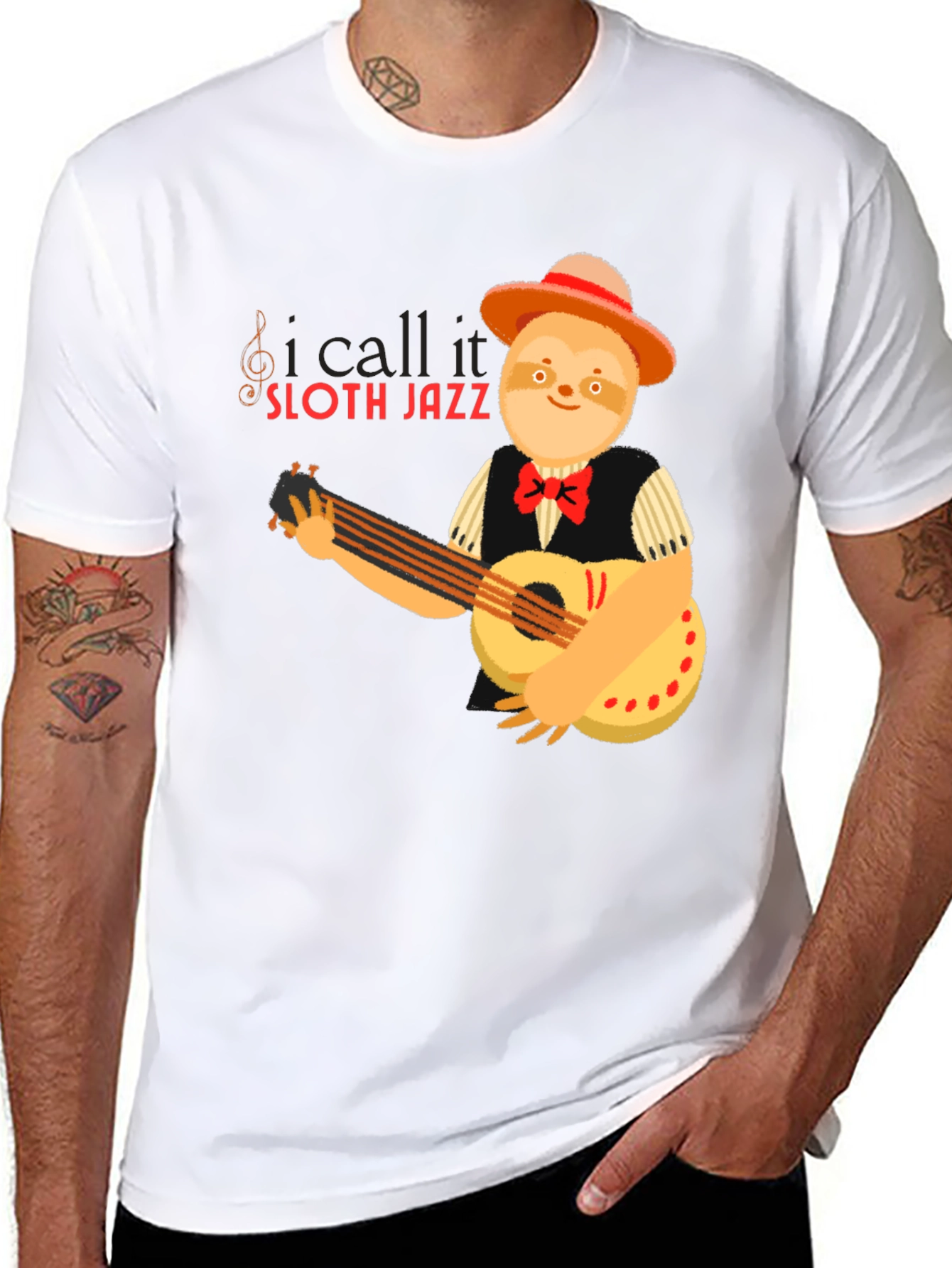 Black Sloth Jazz Graphic T-Shirt - Musical Animal Tee view 8