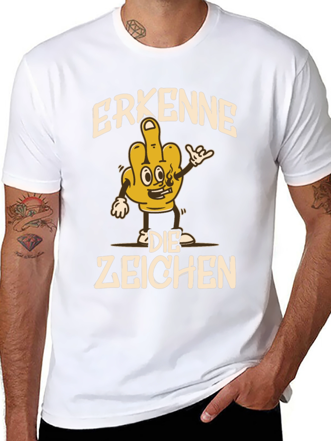 Black Erkenne Die Zeichen Graphic Tee view 8
