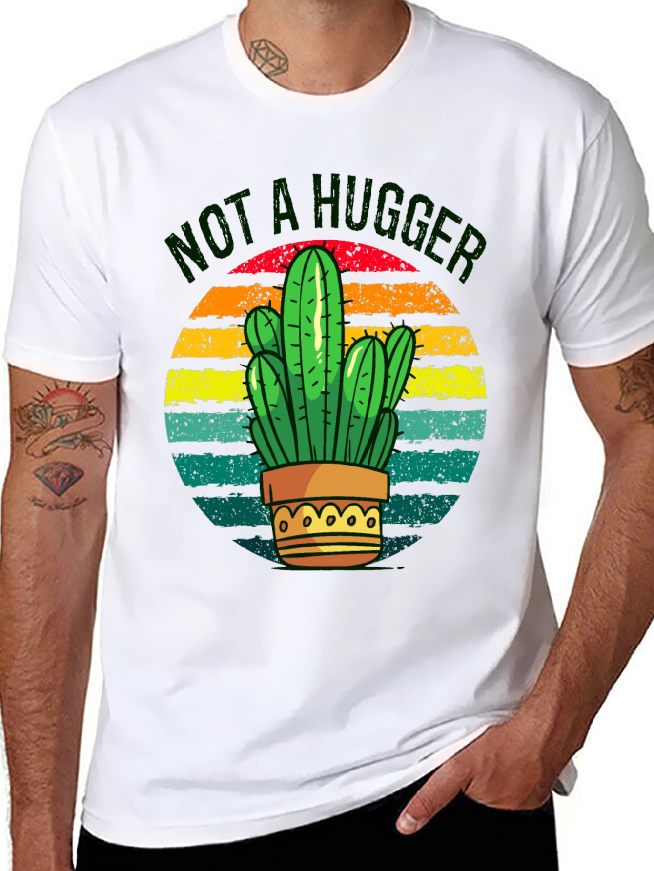 Black Not a Hugger Cactus Graphic Tee view 8