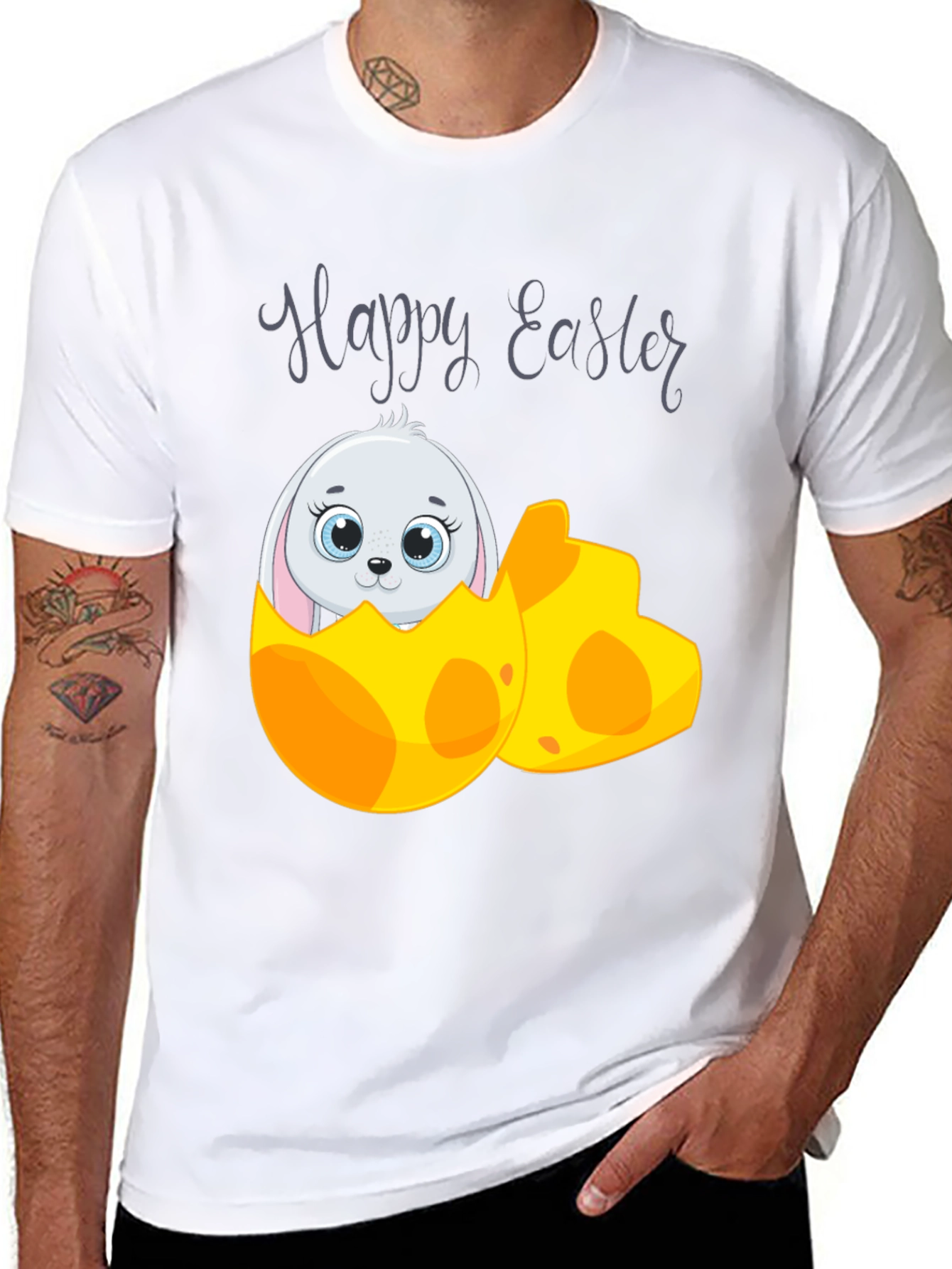 Black Happy Easter Bunny Egg T-Shirt view 8