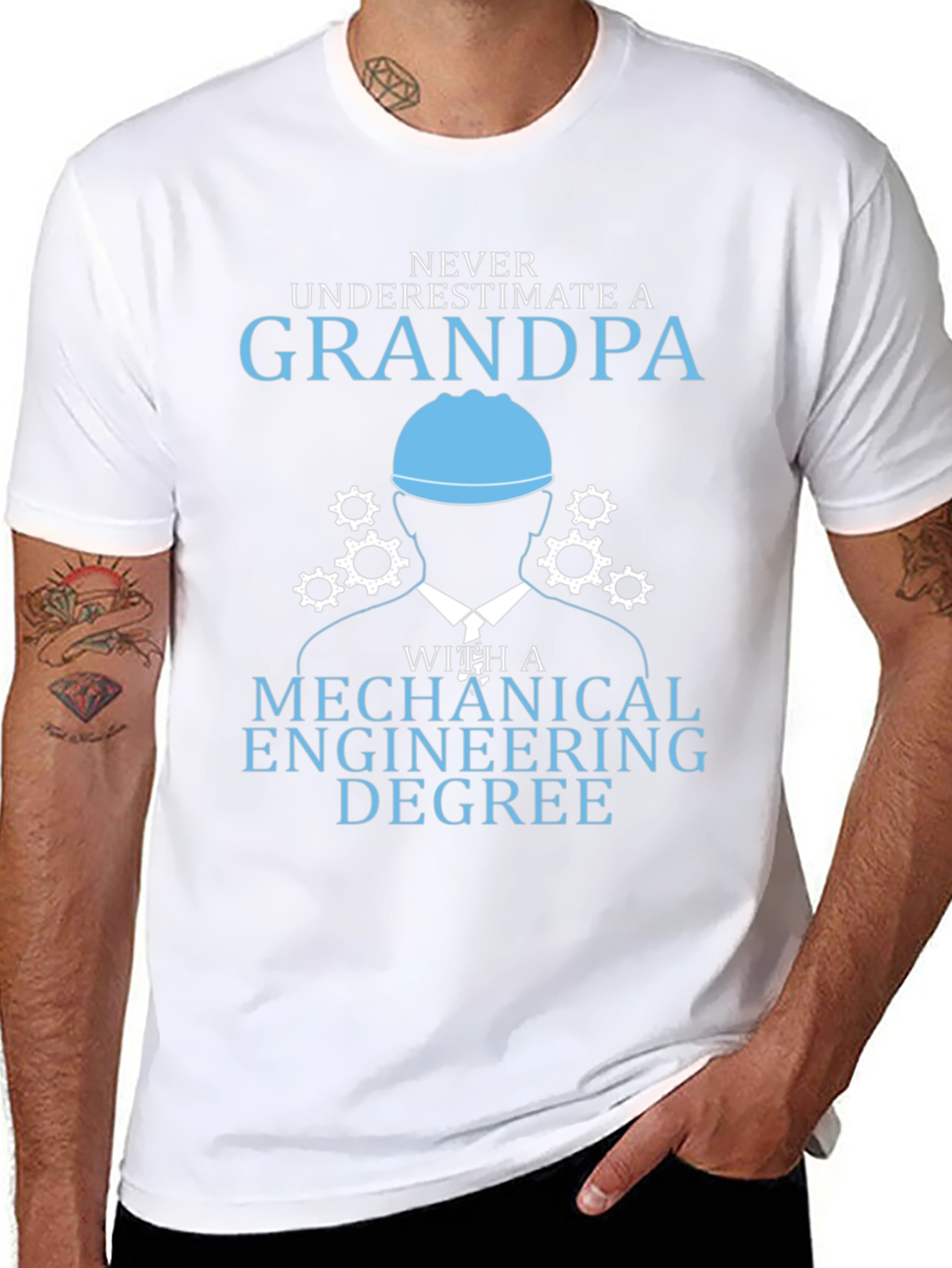 Black Mechanical Engineering Grandpa T-Shirt view 8