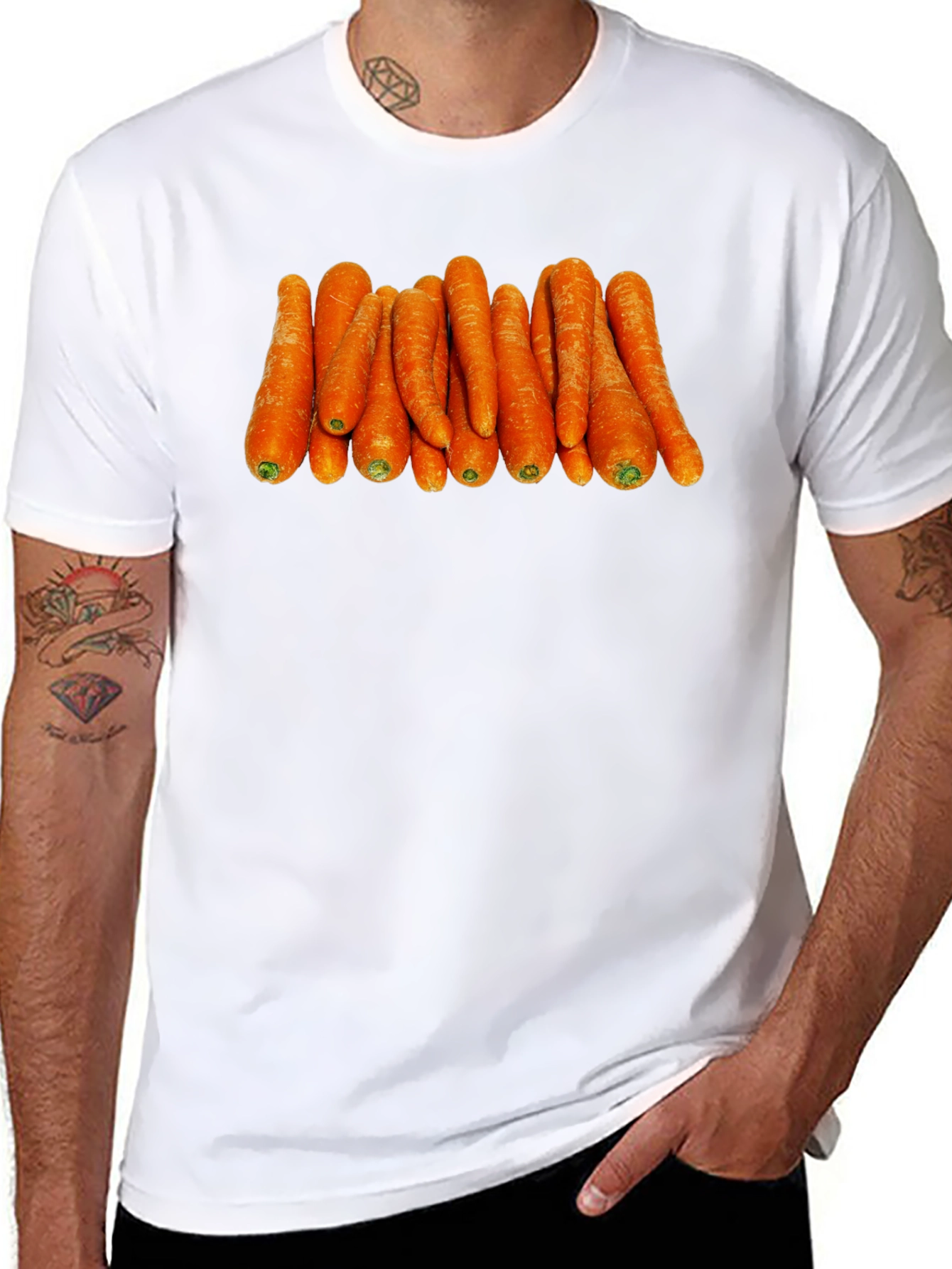 Black Funny Carrot Pattern Black T-Shirt view 8