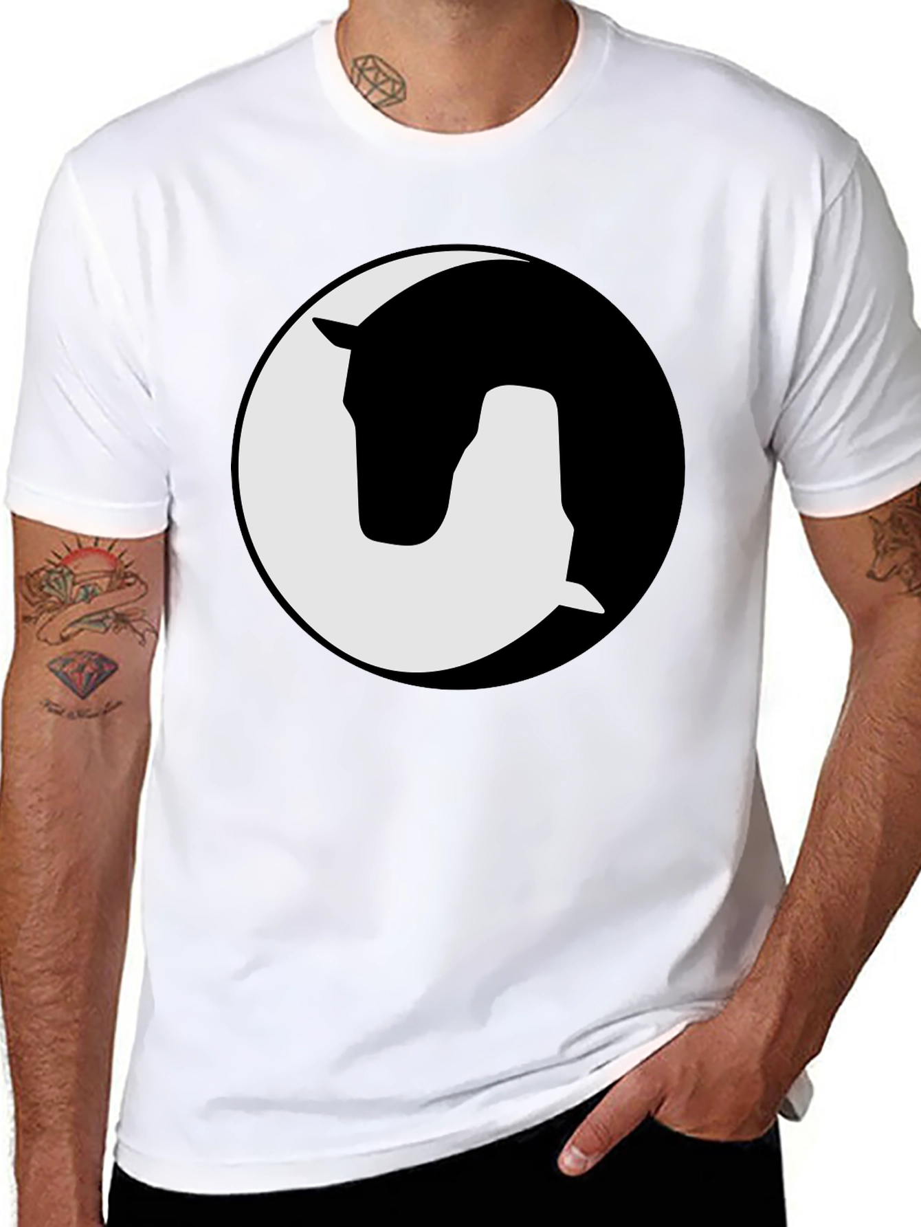Black Horse Silhouette Graphic Tee - Stylish Black Shirt view 8