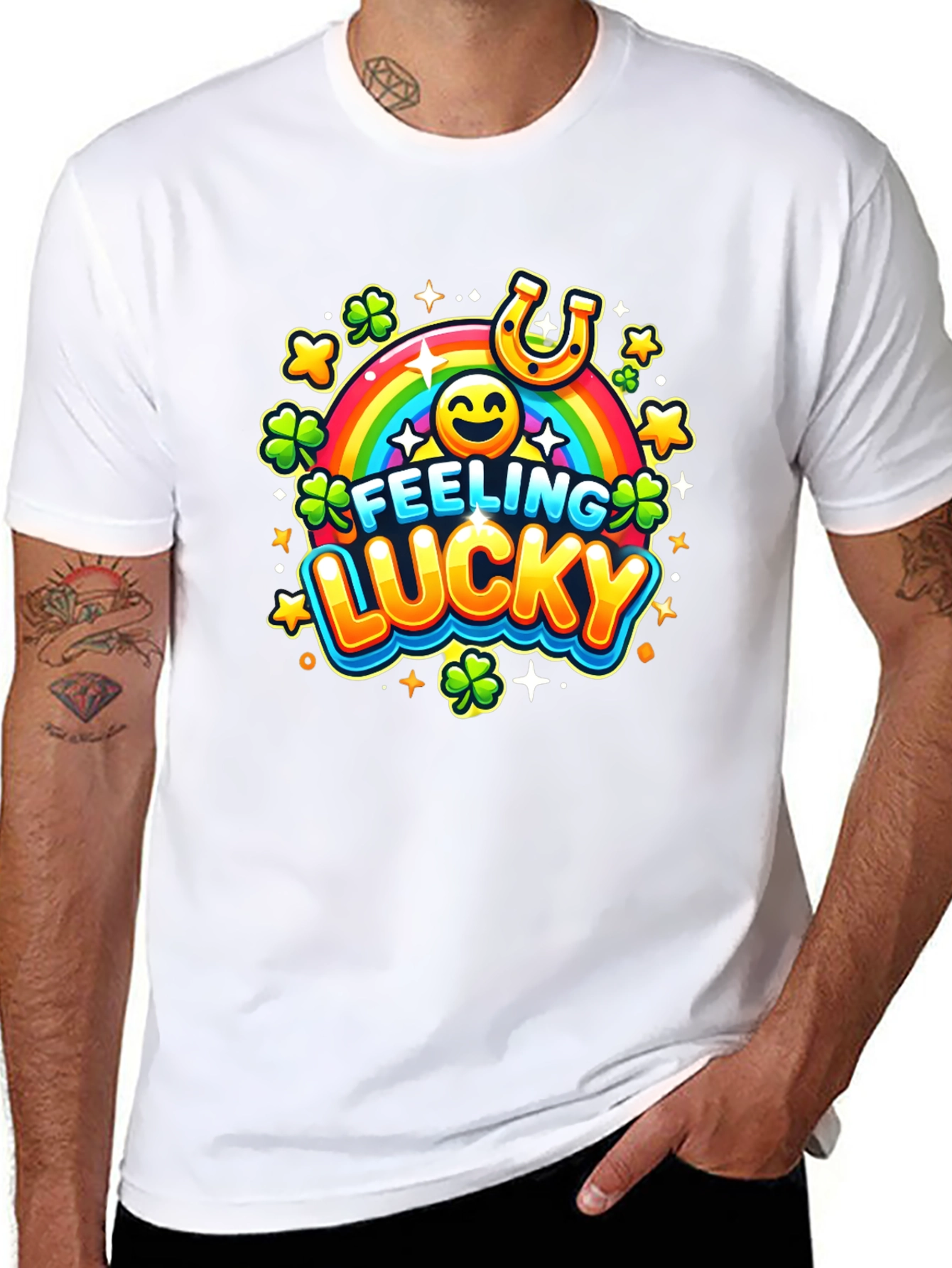 Black Feeling Lucky St. Patrick's Day Black T-Shirt view 8
