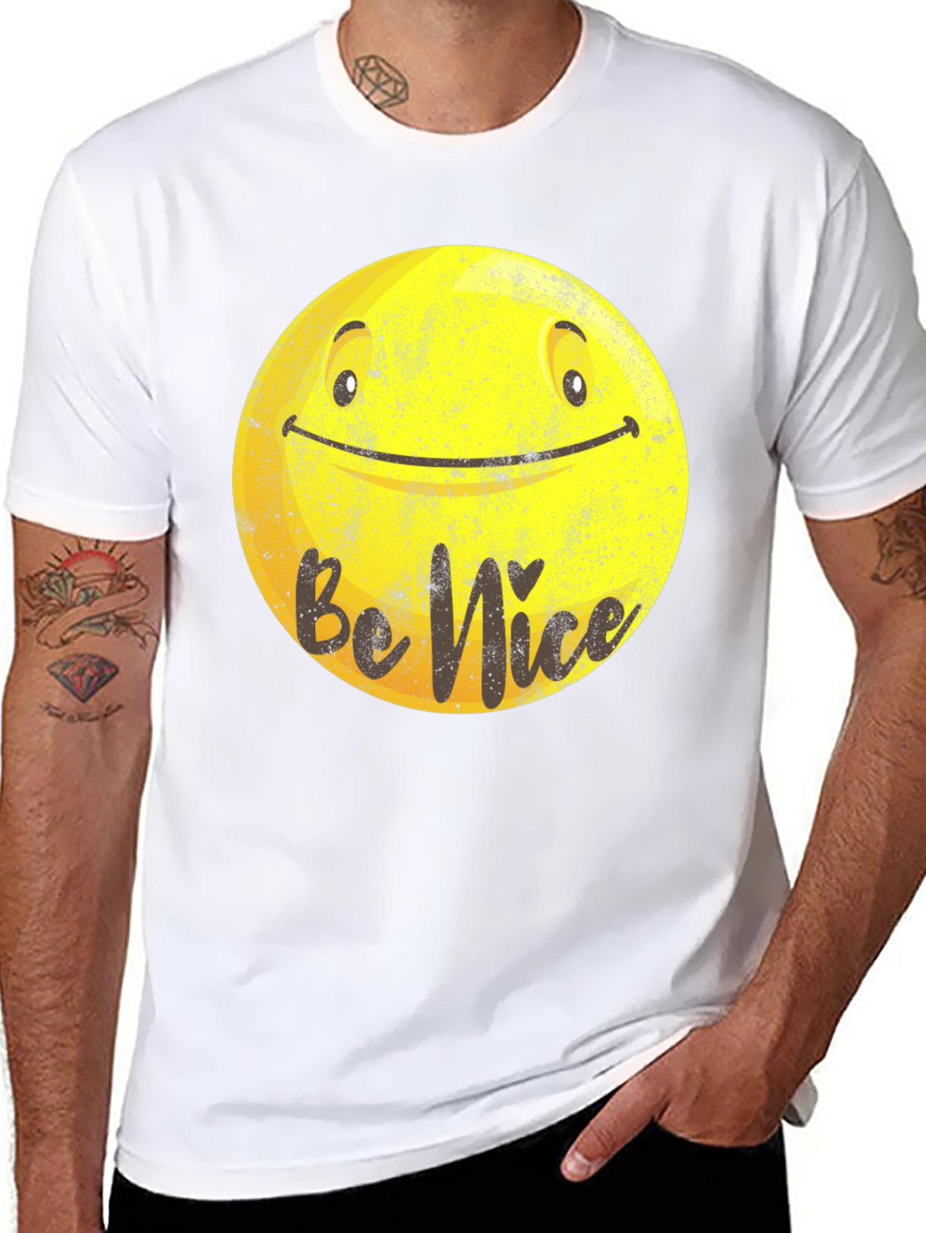 Black Be Nice Smiley Face Graphic T-Shirt view 8