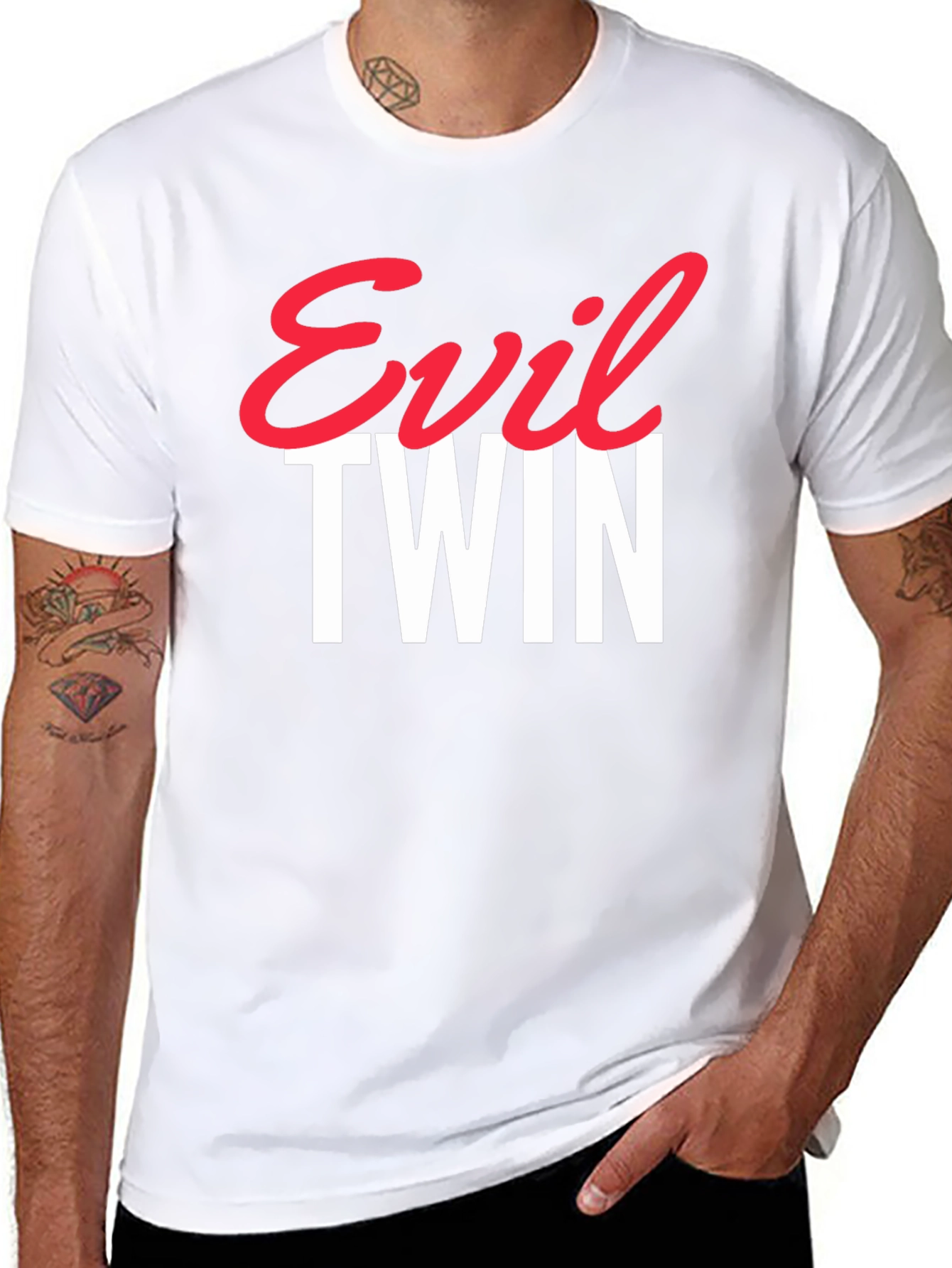 Black Evil Twin Graphic Tee - Trendy Statement T-Shirt view 8