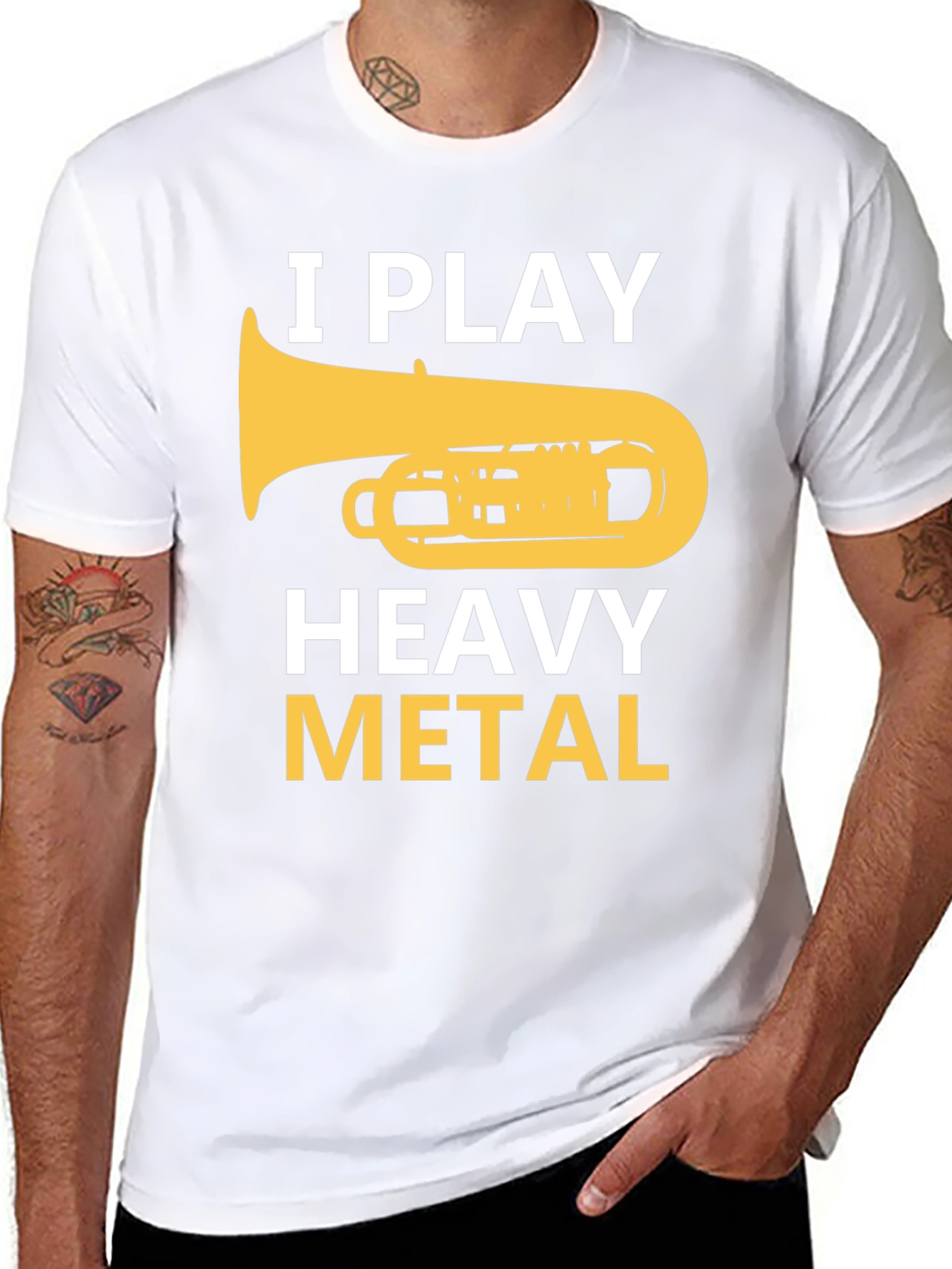 Black I Play Heavy Metal Tuba Funny Musician T-Shirt view 8