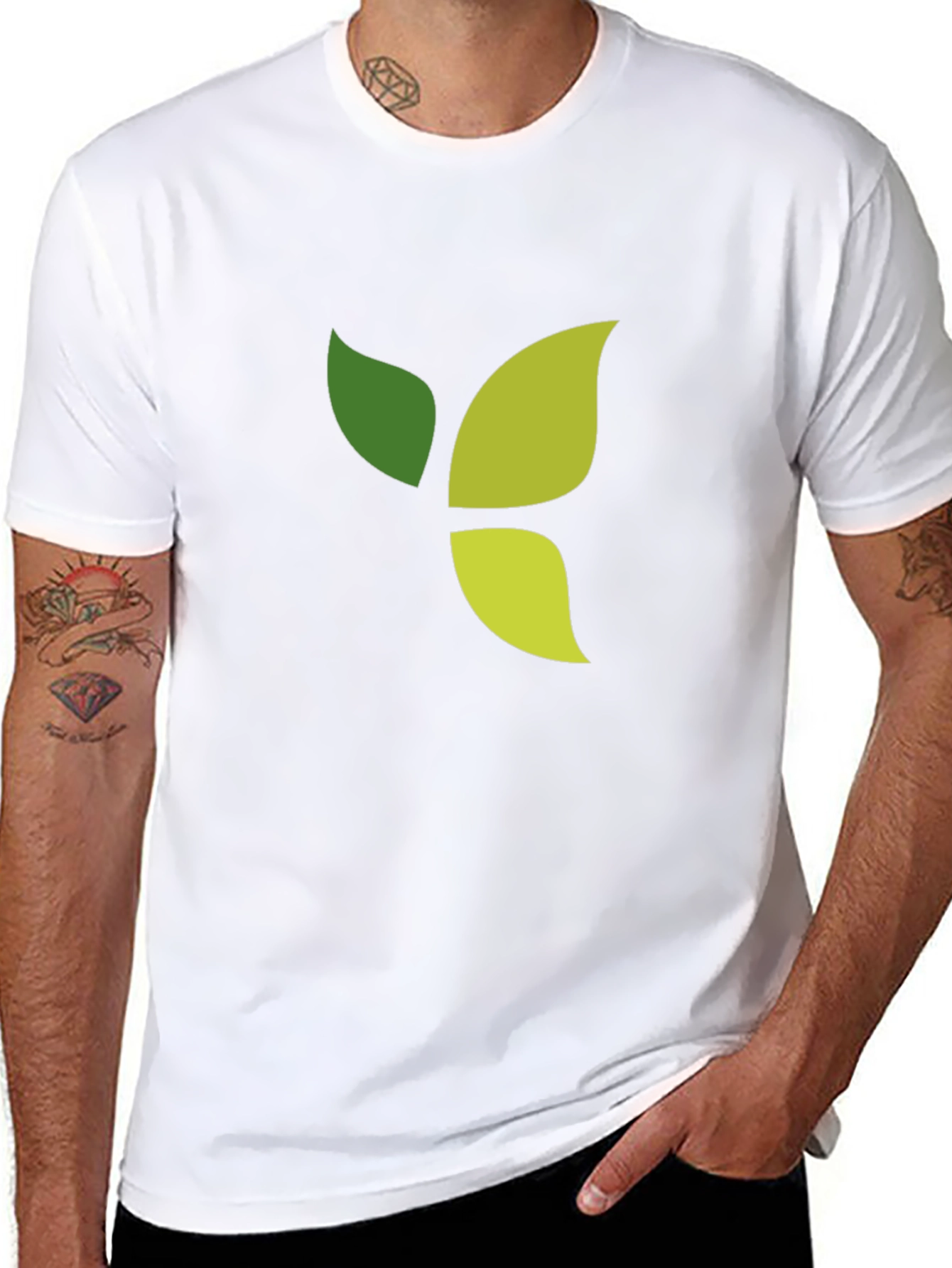 Black Green Leaf Graphic Black T-Shirt view 8