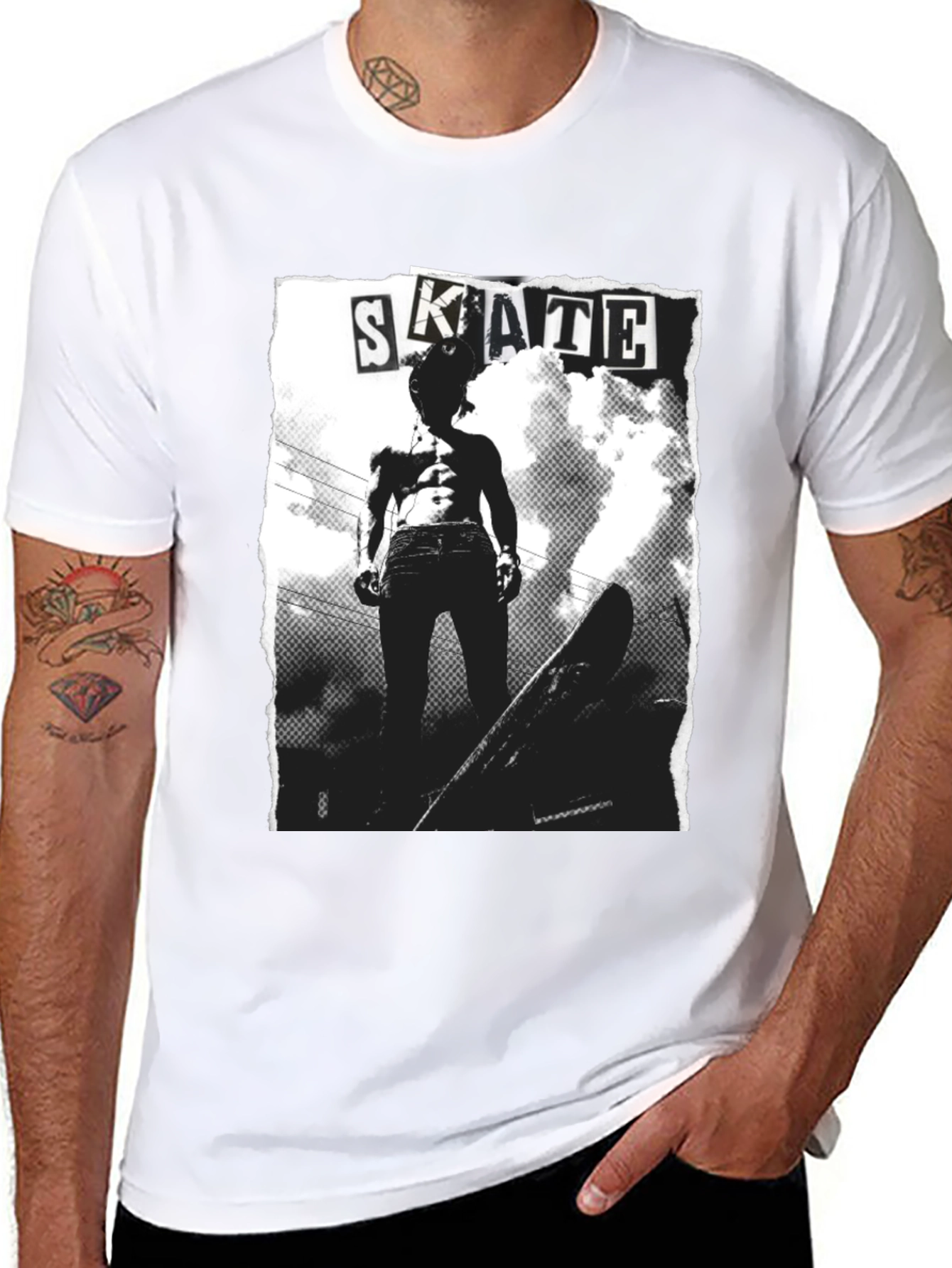 Black Skate Graphic T-Shirt - Black Cotton Tee view 8