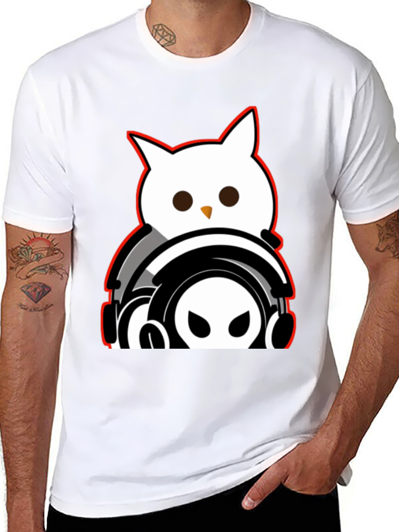 Black Owl DJ Graphic Tee - Black view 8