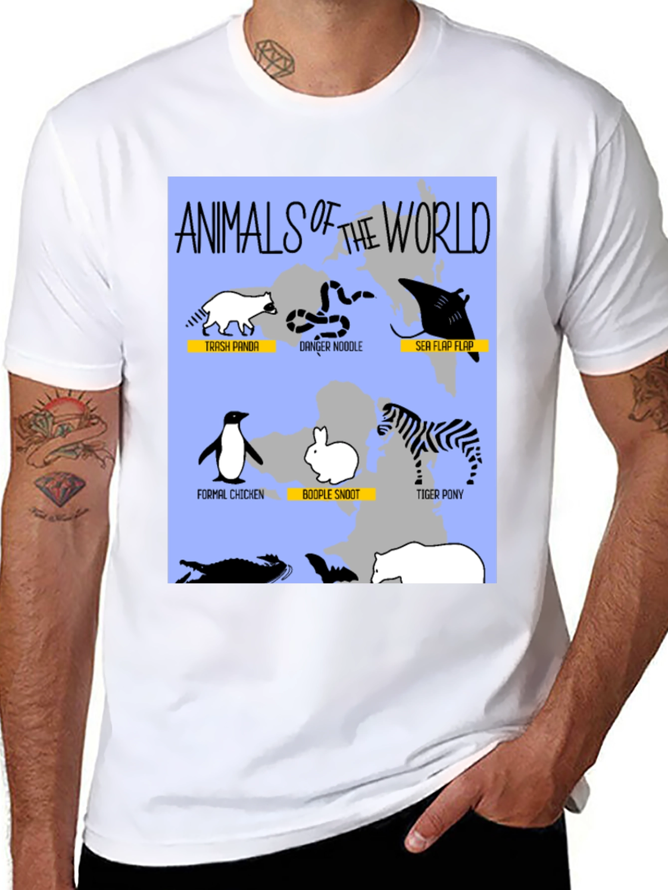 Black Animals of the World Graphic T-Shirt view 8
