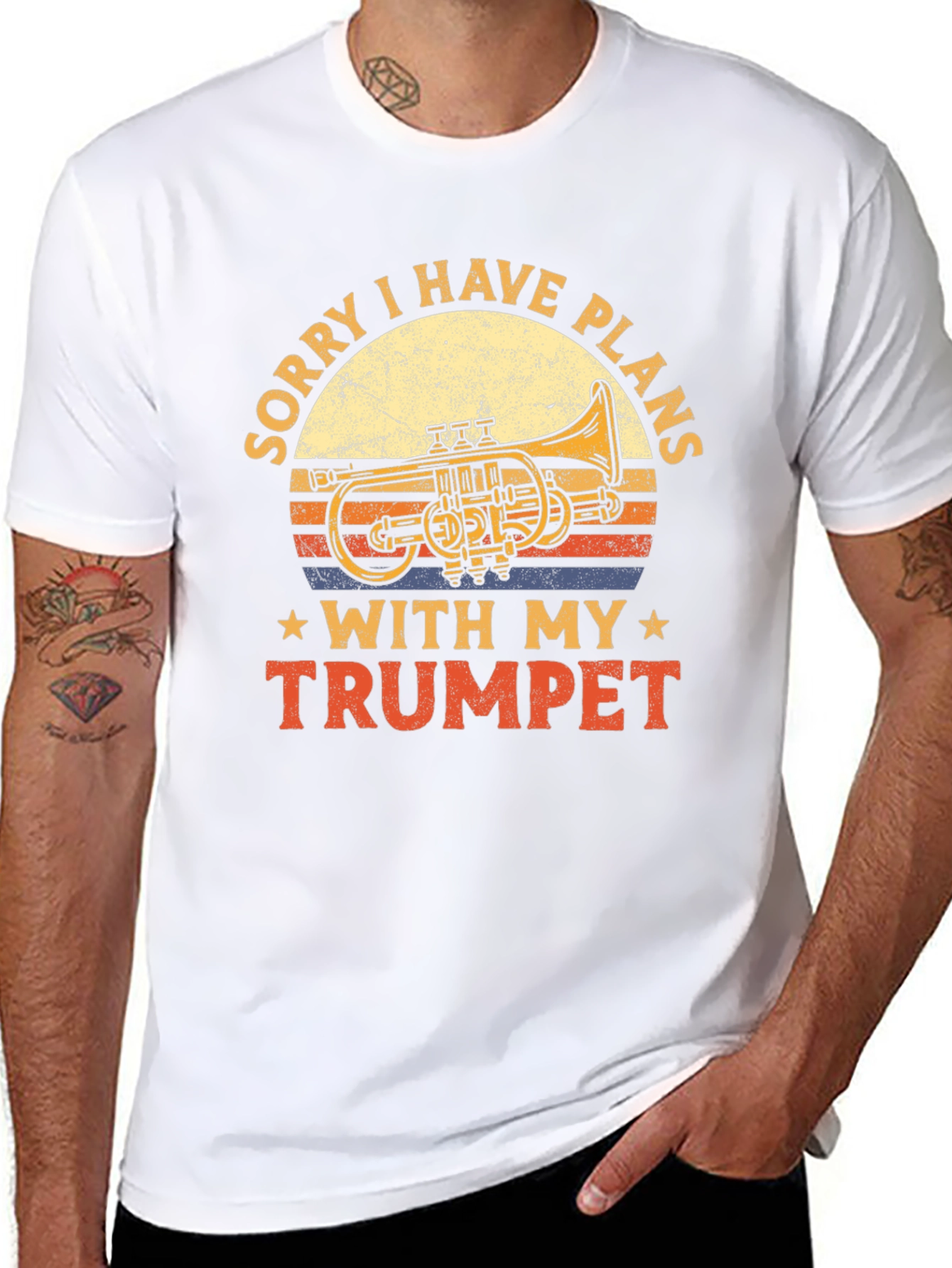 Black Sorry I Have Plans with My Trumpet Black T-Shirt view 8