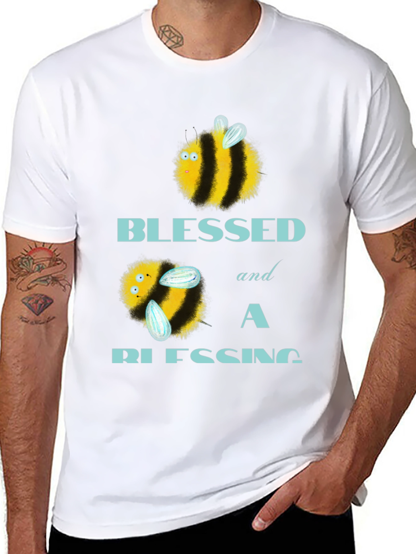 Black Blessed Bee T-Shirt - Cute Graphic Tee view 8