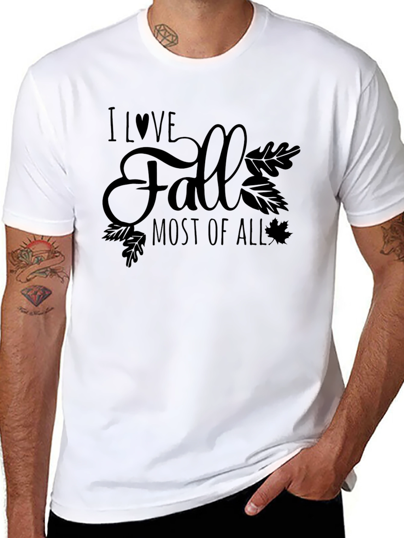 Black I Love Fall Most of All Black Graphic Tee view 8