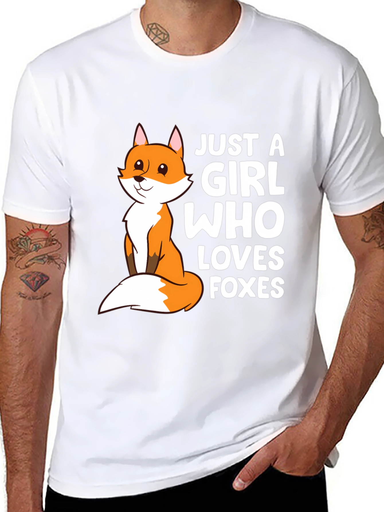 Black Just A Girl Who Loves Foxes T-Shirt Cute Fox Graphic Tee view 8