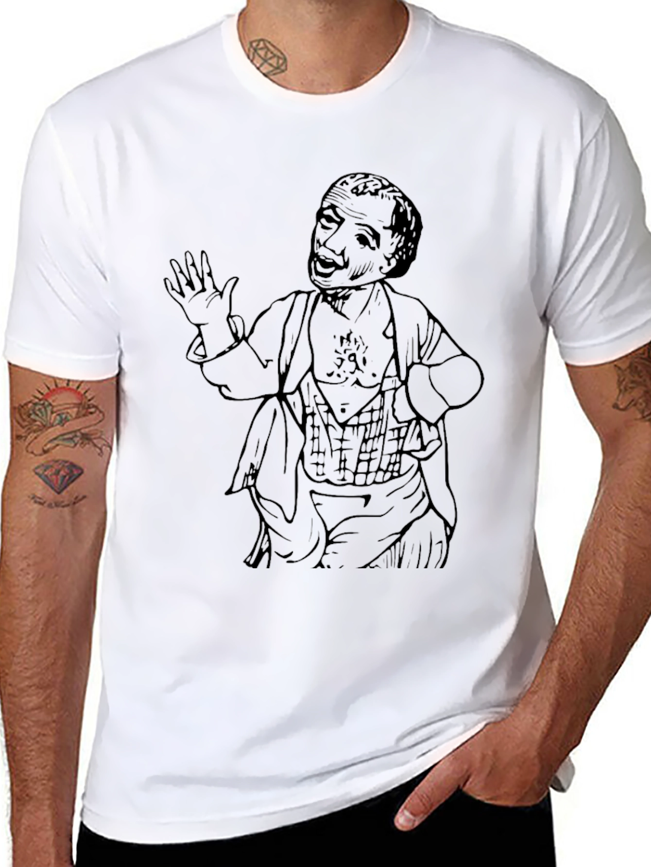 Black Vintage Graphic Tee - Comedian Sketch Black T-Shirt view 8