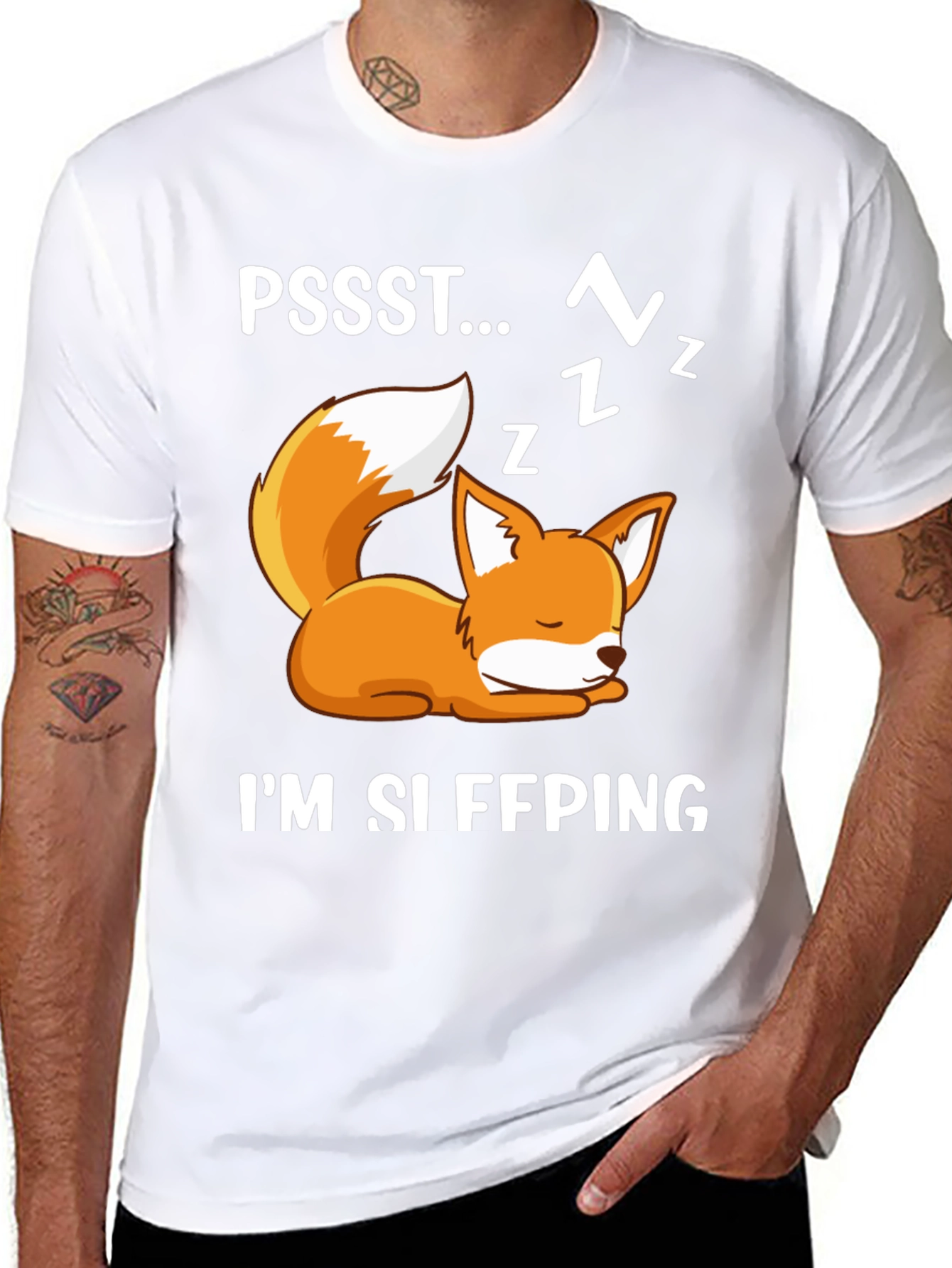 Cute Fox Sleeping Graphic T-Shirt - 8