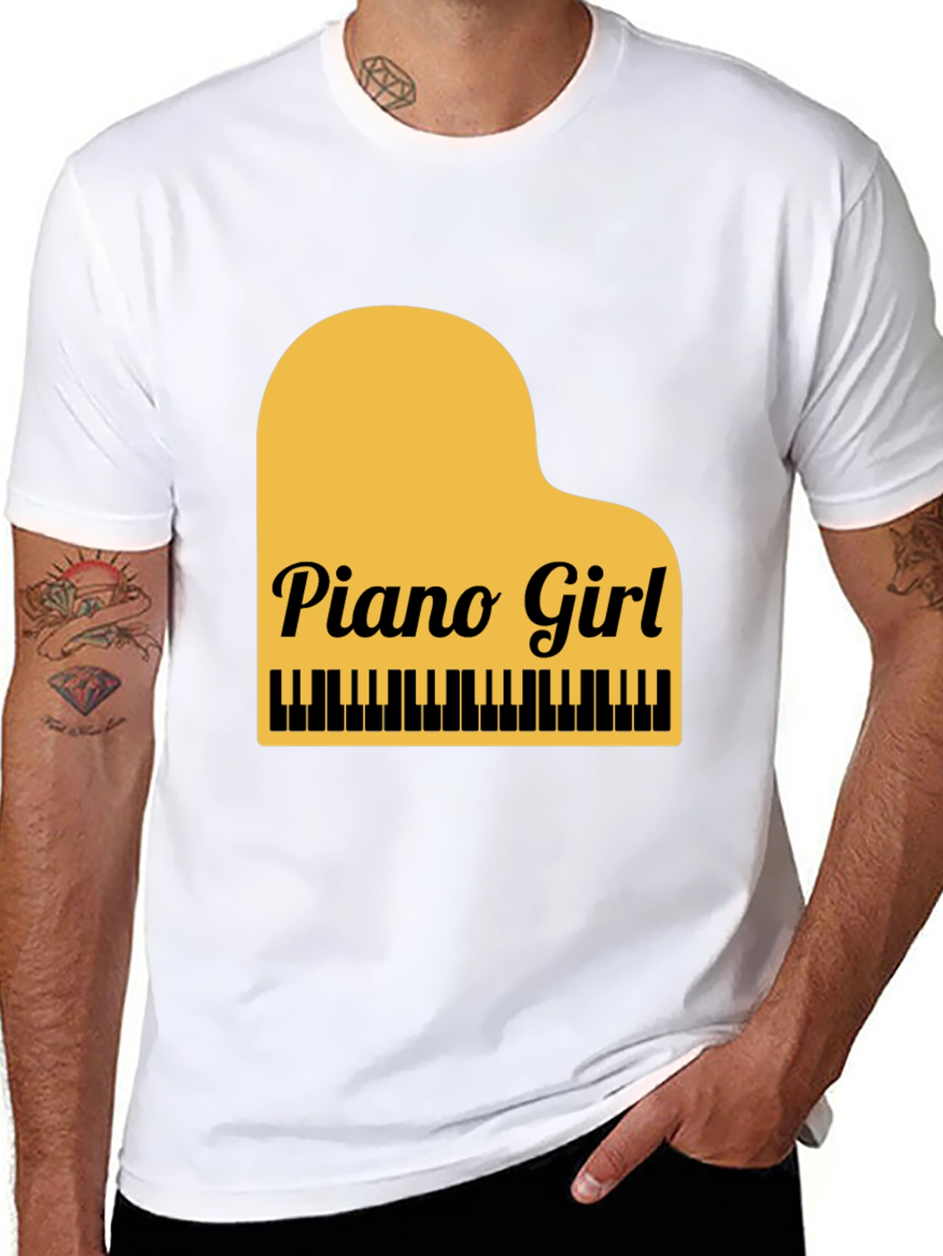 Black Piano Girl Graphic Tee - Black Cotton Blend view 8