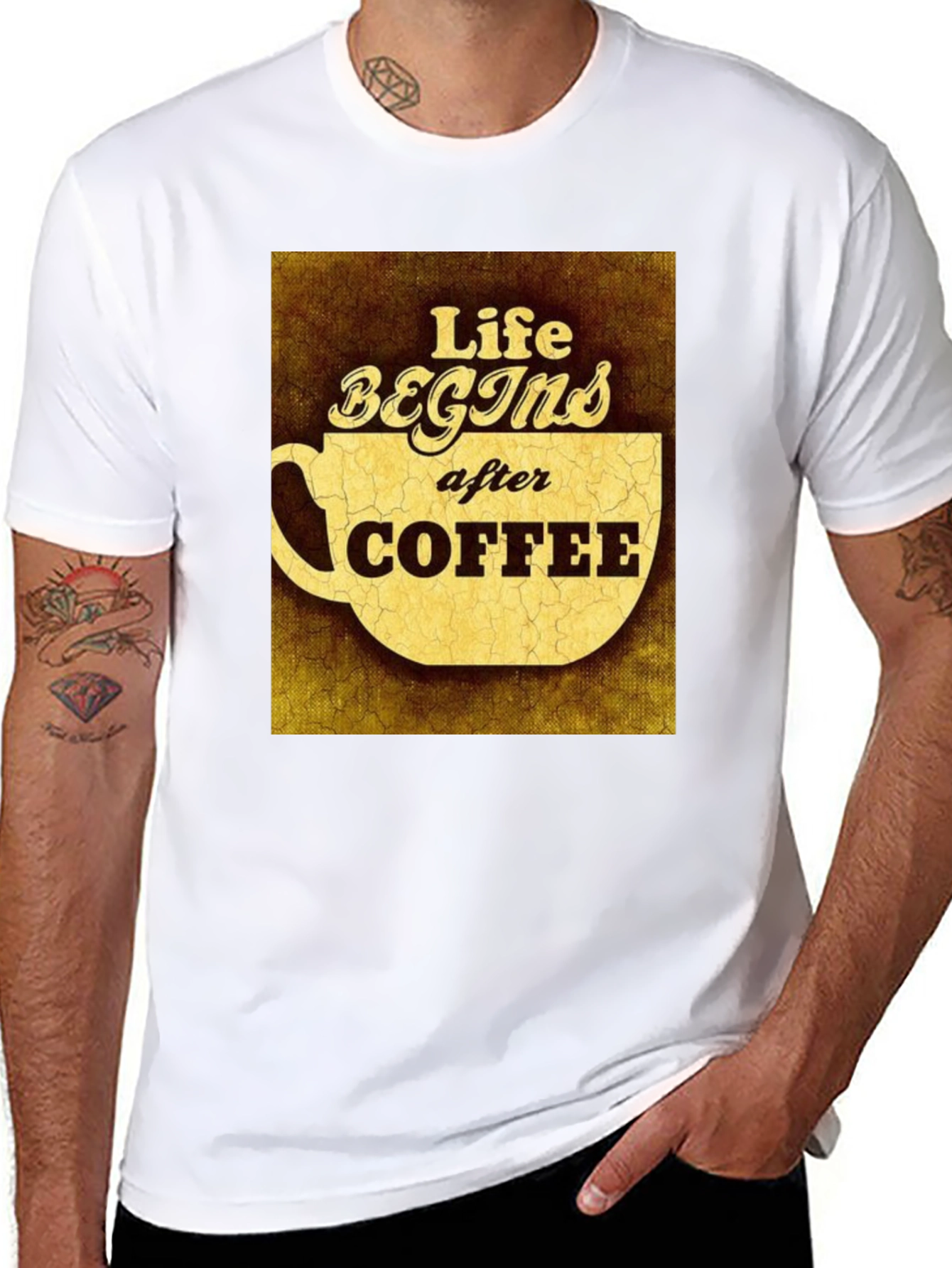 Black Life Begins After Coffee Graphic Tee view 8